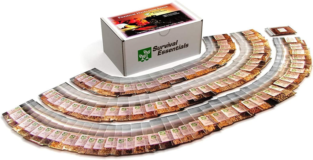 Garden Heirloom Seed Vault, 100 Variety, Over 17,500 Vegetable, Fruit, and Herbs Seeds, Non-GMO, Non-Hybrid, Plus Free