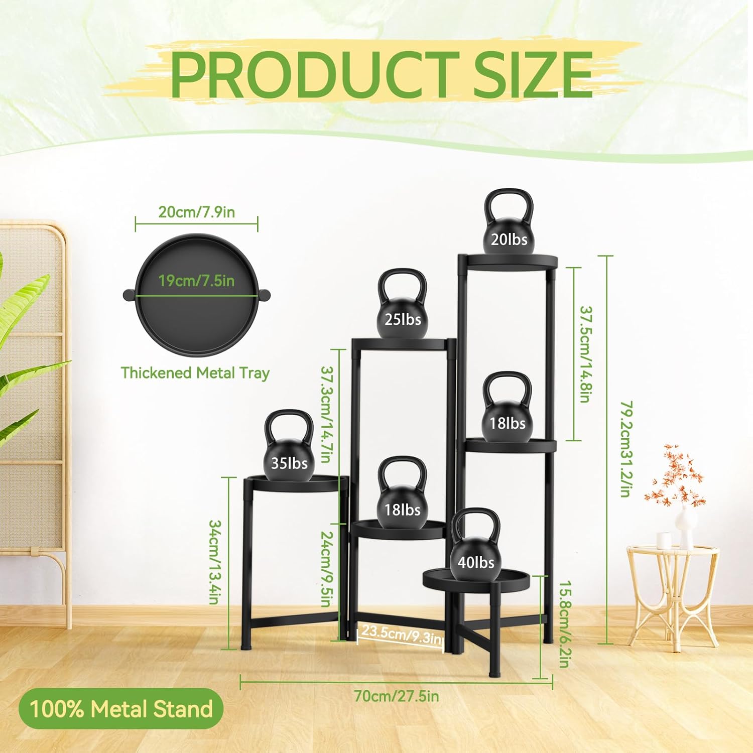 iDavosic.ly Plant Stand Indoor Outdoor, 6 Tier Metal Corner Shelf, Black | Tiered Flower Display Holder, Folding Multi
