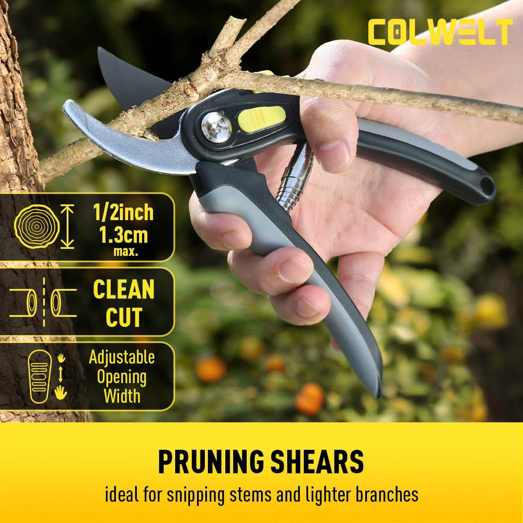 Colwelt Garden Shears Set 3Pc, 17’’ Hedge Shears Loppers for Gardening Tool | Compact 17in Branch Cutter Set, Hedge