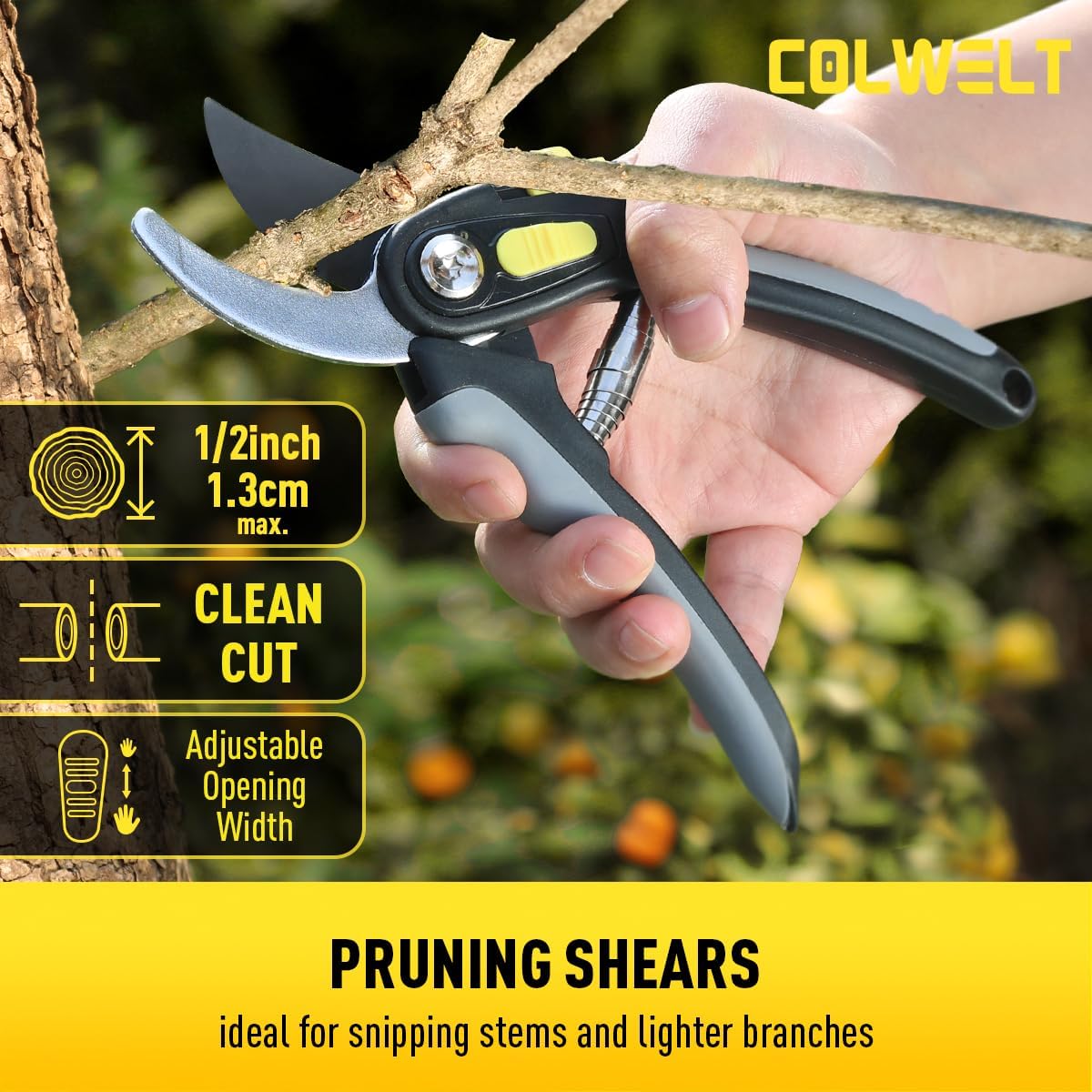 Colwelt Garden Shears Set 3Pc, 17’’ Hedge Shears Loppers for Gardening Tool | Compact 17in Branch Cutter Set, Hedge