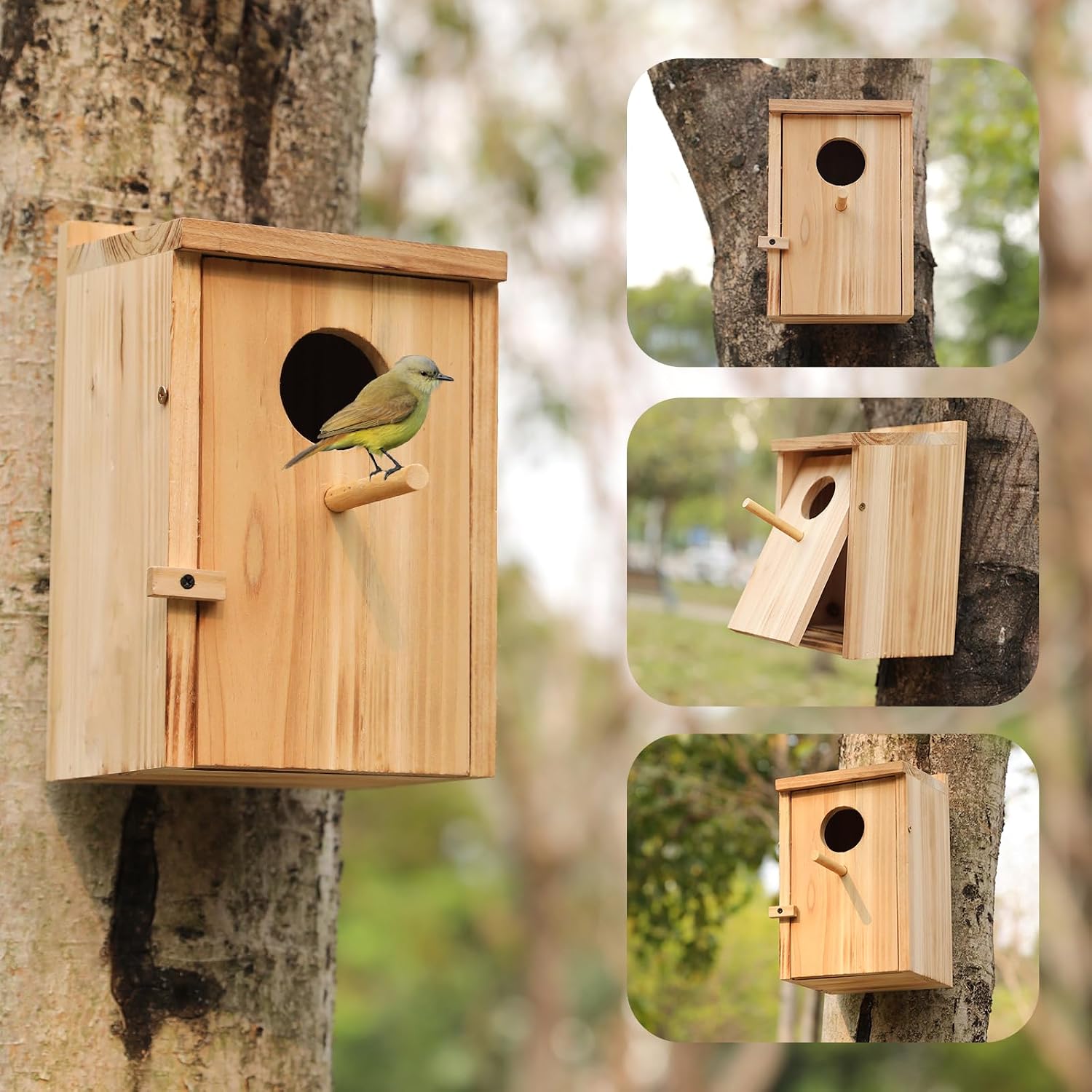 LEOSYY2 Pack Bird Houses for Outside with Clean-Out Door,Bird House Outdoor | Solid wood outdoor nesting boxes for