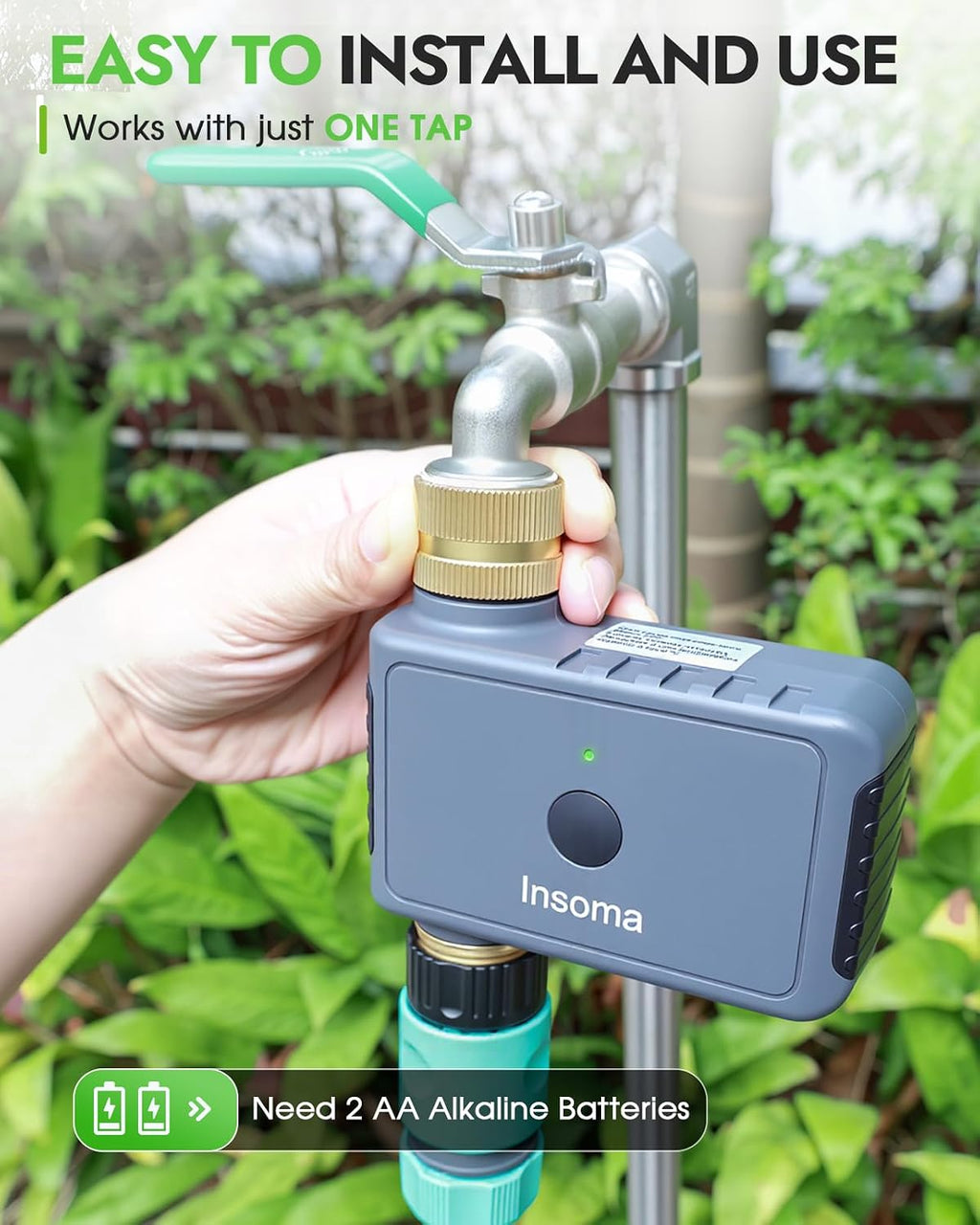 Insoma Remote Control Sprinkler Timer with Brass Inlet & Outlet, Garden Hose Timer Turns Water Off Automatically, Up to