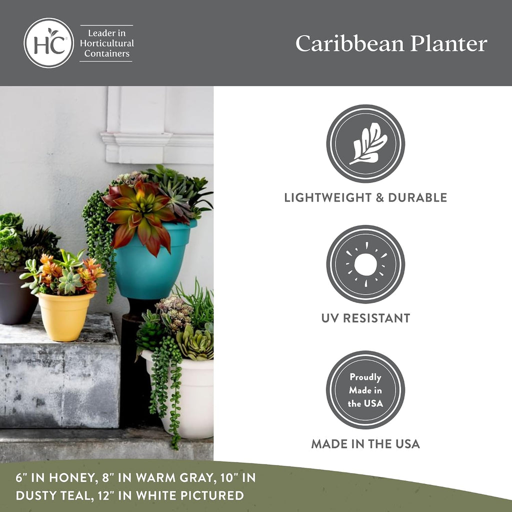 The HC Companies Caribbean Planter Pot - Outdoor & Indoor Plant Pot with Drainage Hole & Plug - Rolled Rim Plastic Pots