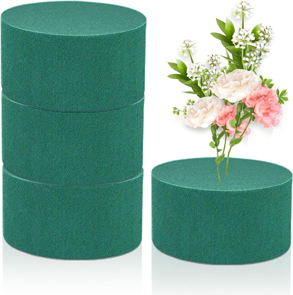 Round Floral Foam 4.5'' SUPKING Flower Foams 4Pcs Florist Foam Block Wet Dry Green Foam for Artificial and Fresh Flower Arrangement