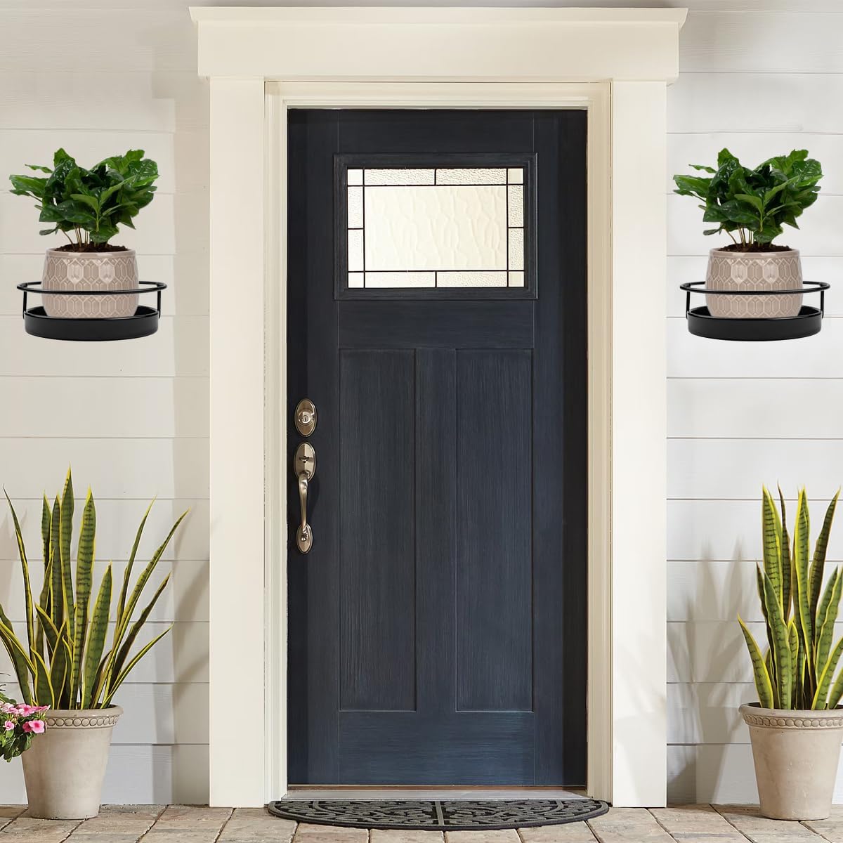 ARTORA Wall Mounted Plant Holder, 2 Pack Metal Flower Pot Wall Hanging Shelf Black Indoor Outdoor Decorative Floating