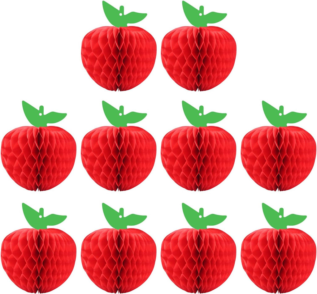 10 Packs Honeycomb Tissue Paper Apple Kalolary Back to School Hanging Apple