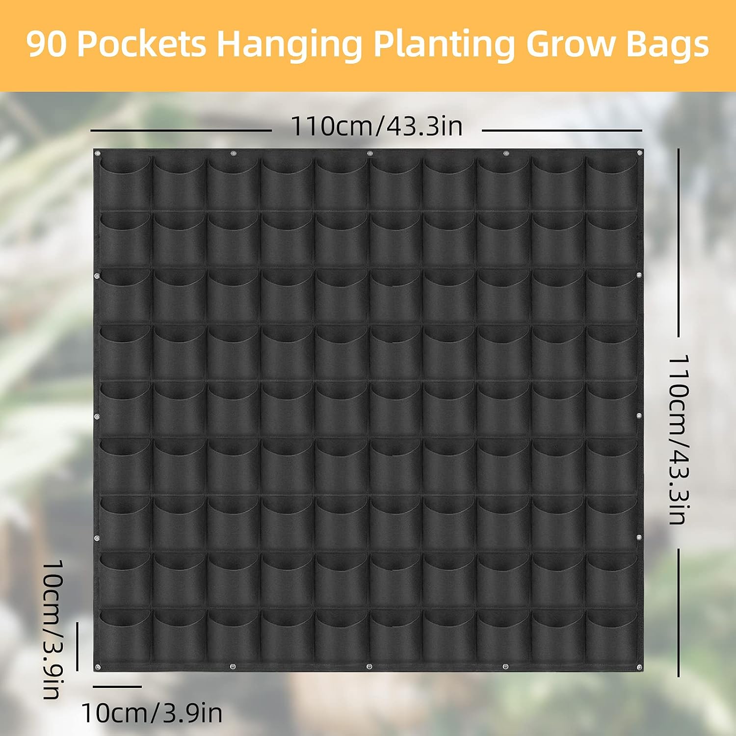 Hanging Planting Grow Bags, 90 Pockets Wall Planter Wall Mounted Grow Bag Outdoor Indoor Gardening Vertical Greening