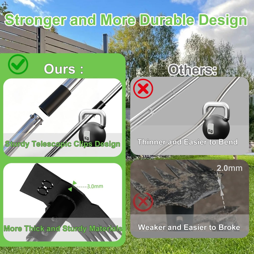 Weed Puller Tool with Long Handle 3 in 1 Manual Garden Hoe Heavy Duty Weeder Remover Tool for Yard, Lawn, Patio and
