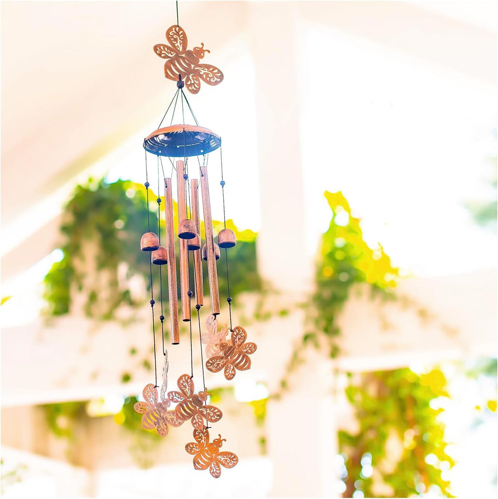 Bee Wind Chimes Outdoor Bee Gifts for Women Mom Men Dad Unique Birthday Metal Honeybee WindChimes for Outside/Indoors
