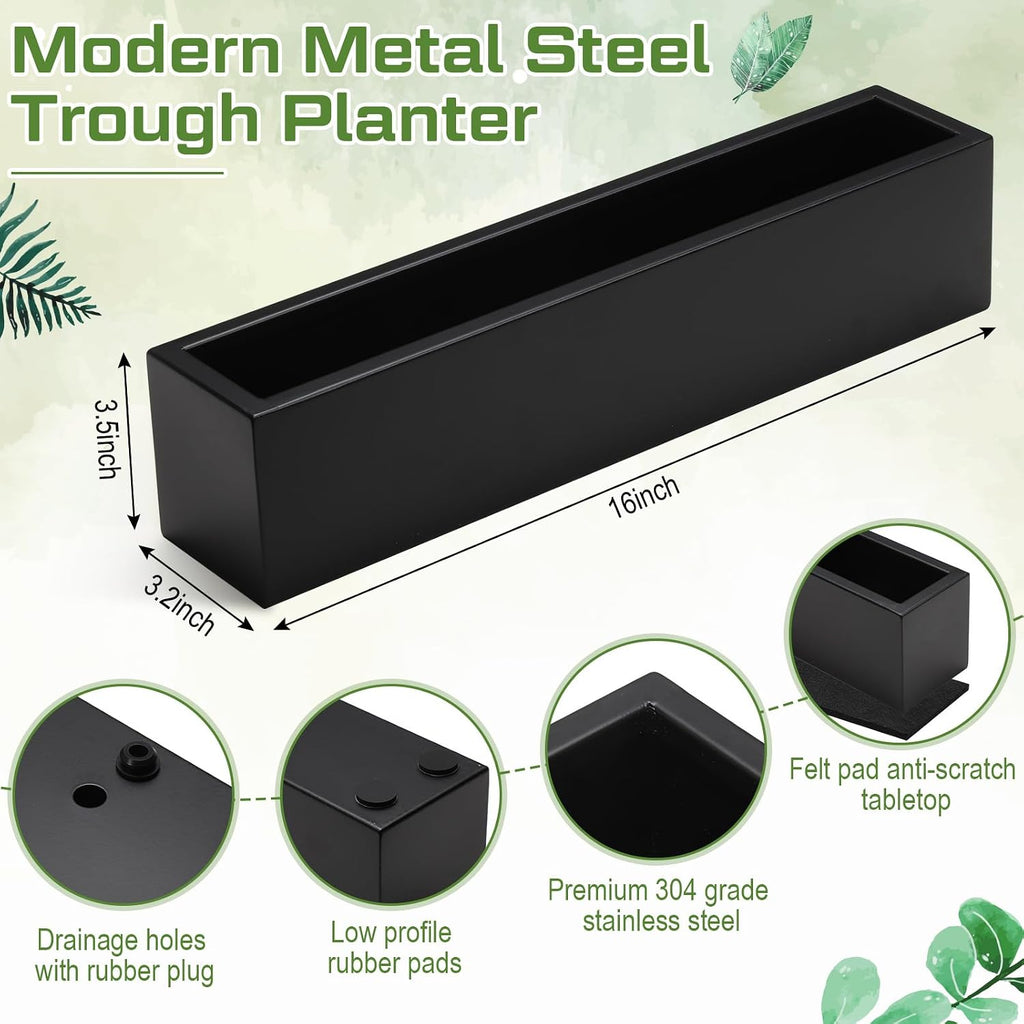 FillTouch Long Rectangular Planter Box | Rectangular Succulent PlanterRectangle Planter IndoorIndoor Window Sill Planter