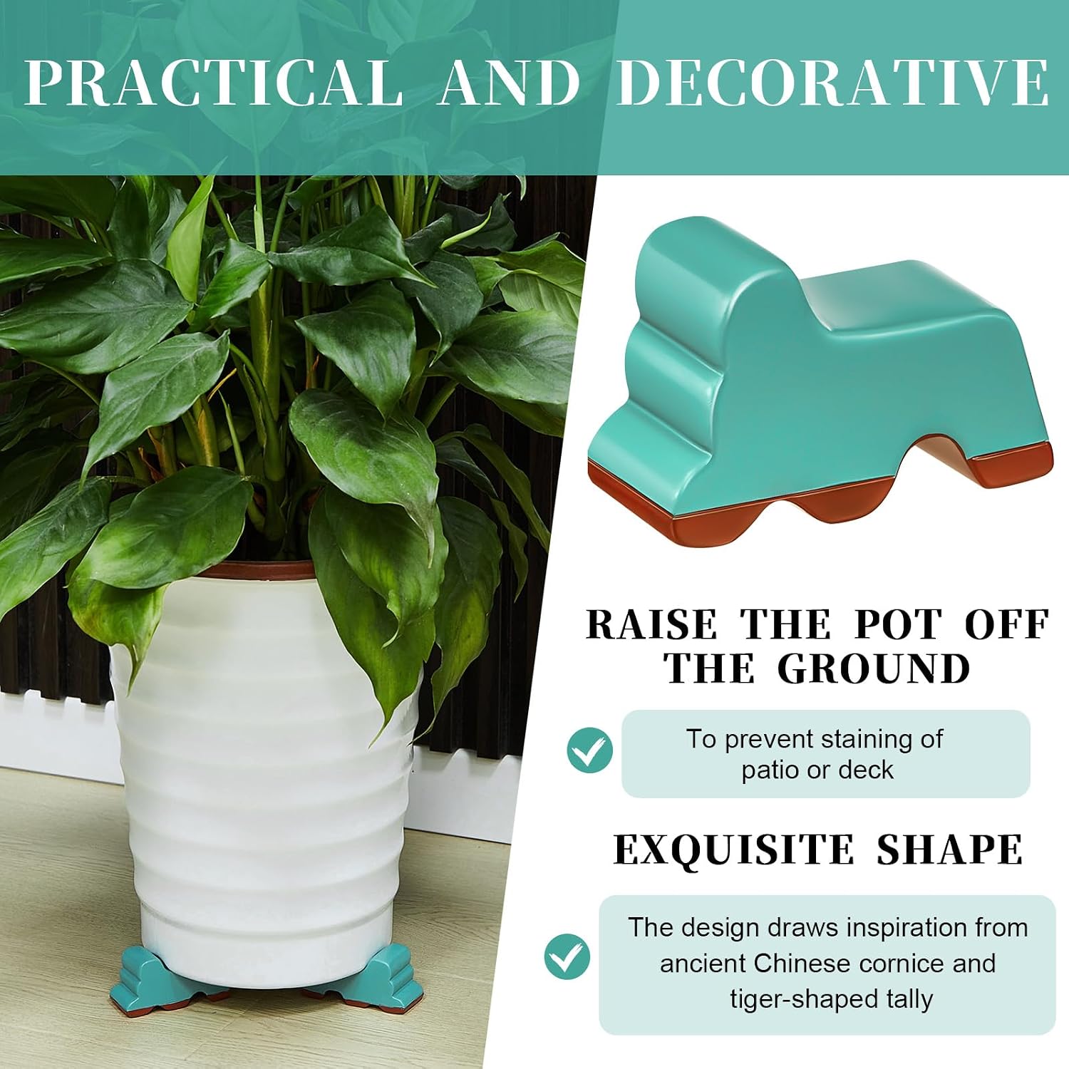 Kigeli 12 Pcs Resin Pot Feet for Outdoor Planters 3 Inch Long 1.5 Inch Tall Flower Handmade Elevator Plant Feet Frost