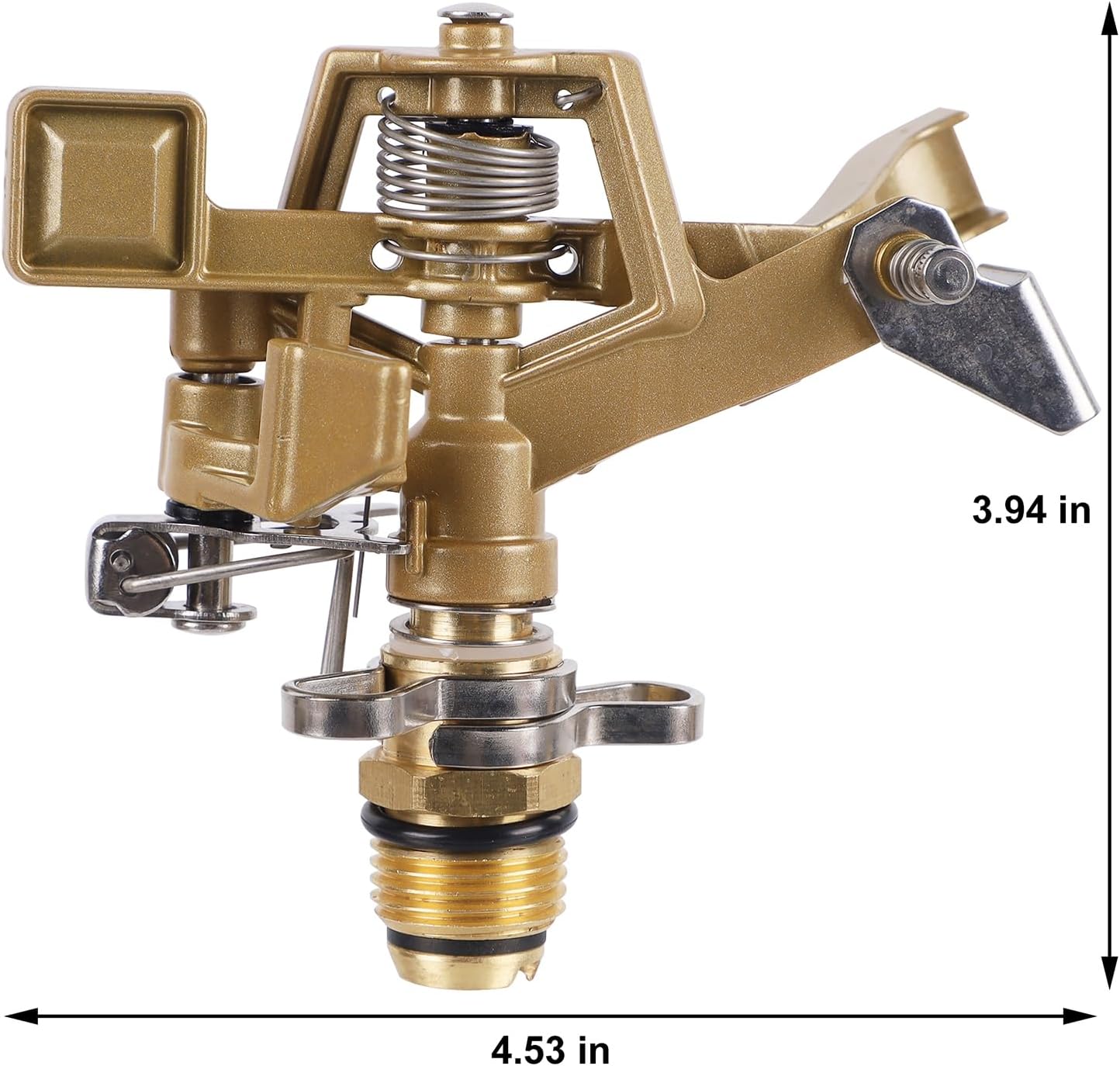 Biswing 1/2 Inch Impact Sprinkler 2 Pack, Heavy Duty Zinc Alloy Lawn Sprinkler Head with Nozzle, Adjustable 20-360