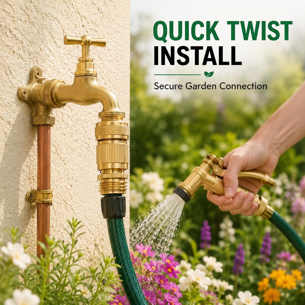 Male Garden Hose Quick Connect Solid Brass Quick Connector Garden Hose Fitting Water Hose Connectors 3/4 inch GHT (4