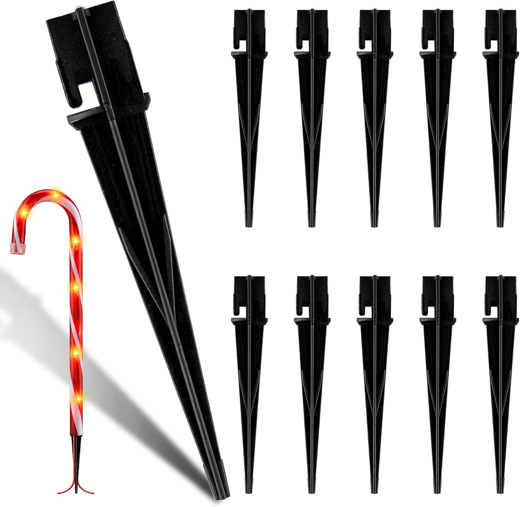 10PCS Plastic Ground Spikes, Replacement Stakes for Candy Cane Lights, Maintain Candy Cane Pathway Lights, 0.68 * 5 Inch Markers