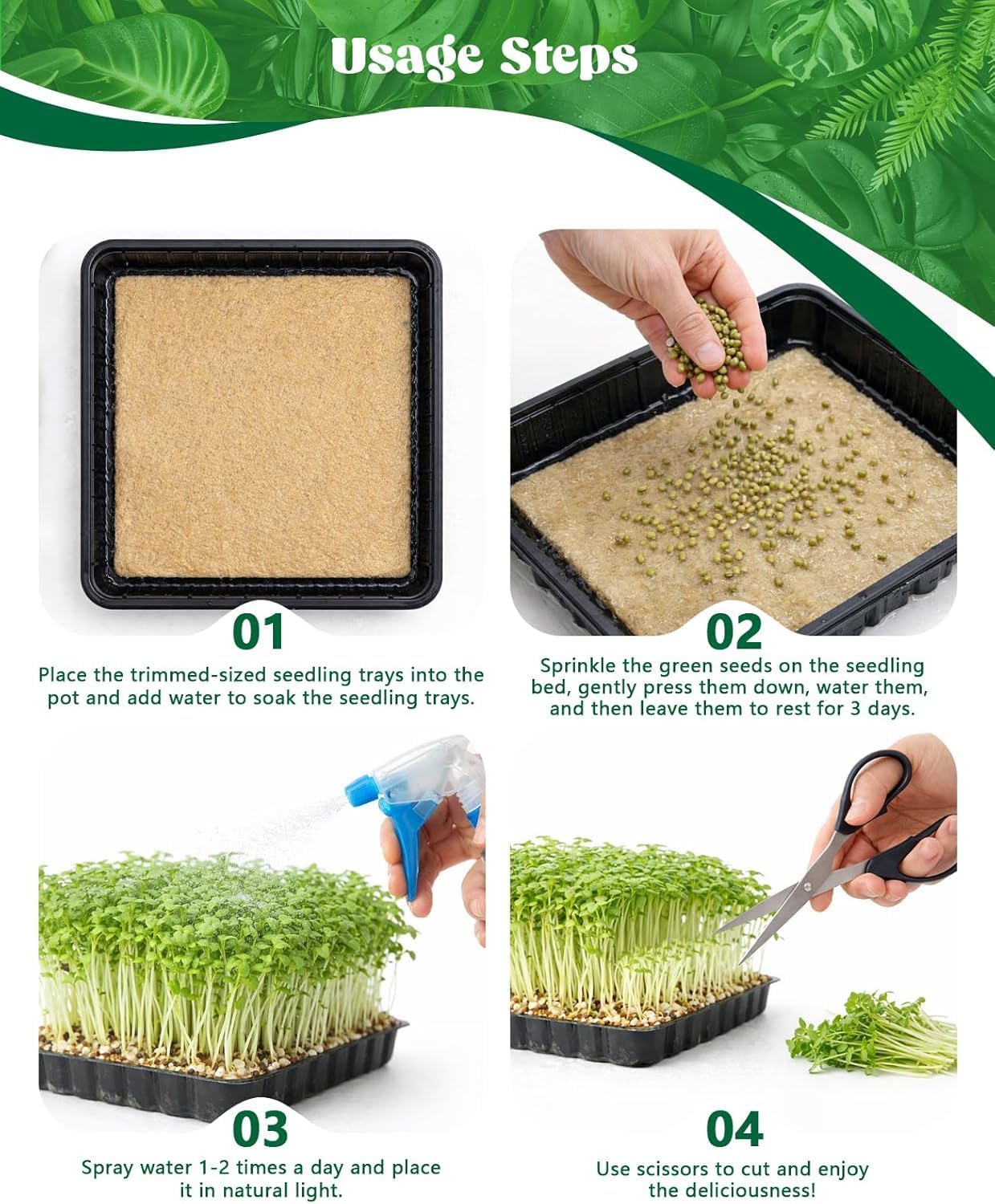 10"x197" Jute Microgreens Growing Mat, Hydroponic Sprout Pads for Wheatgrass Seed Trays