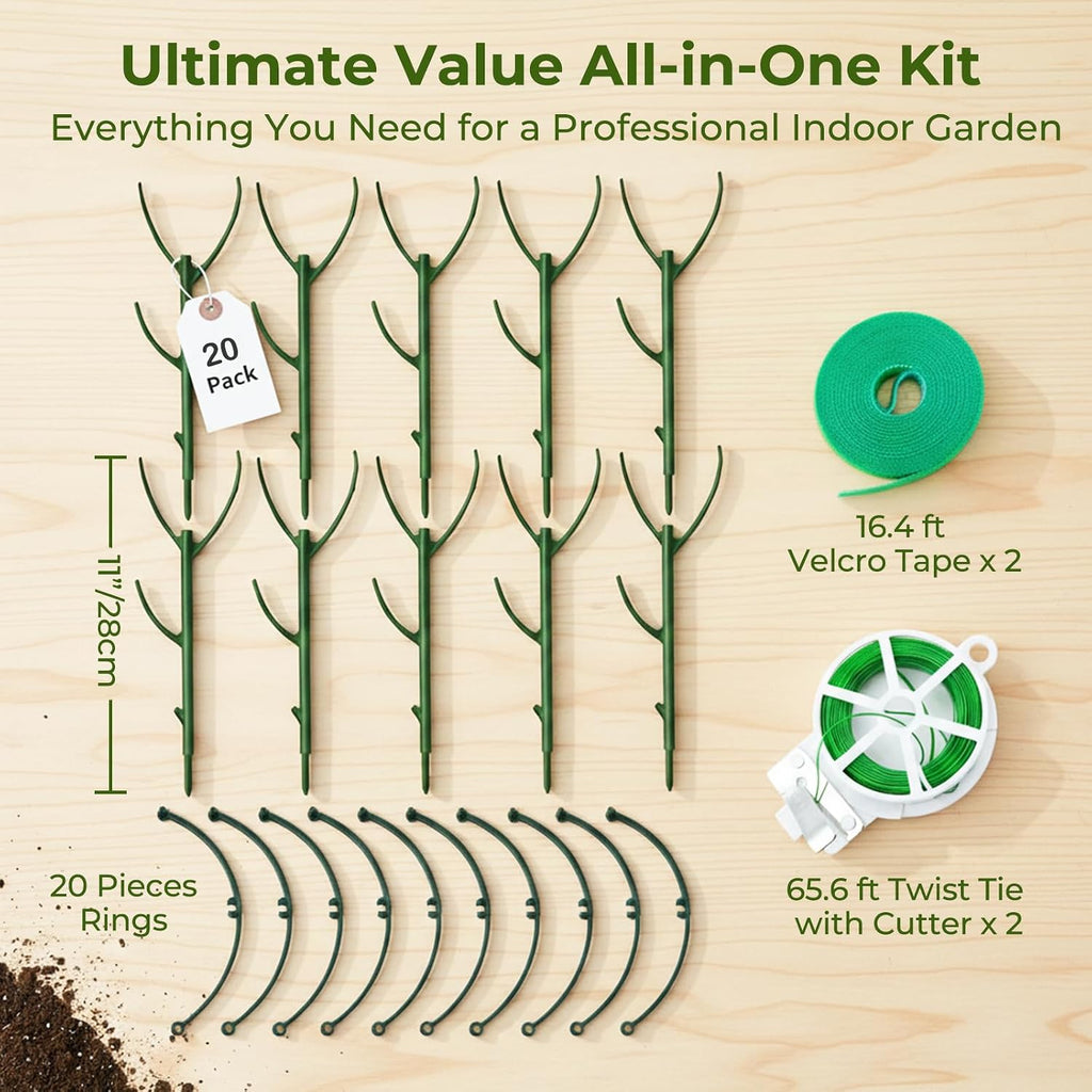 Monstera Plant Support Stakes Indoor - 20 Pack Stackable Garden Trellis for Potted Climbing Pothos Support - Durable