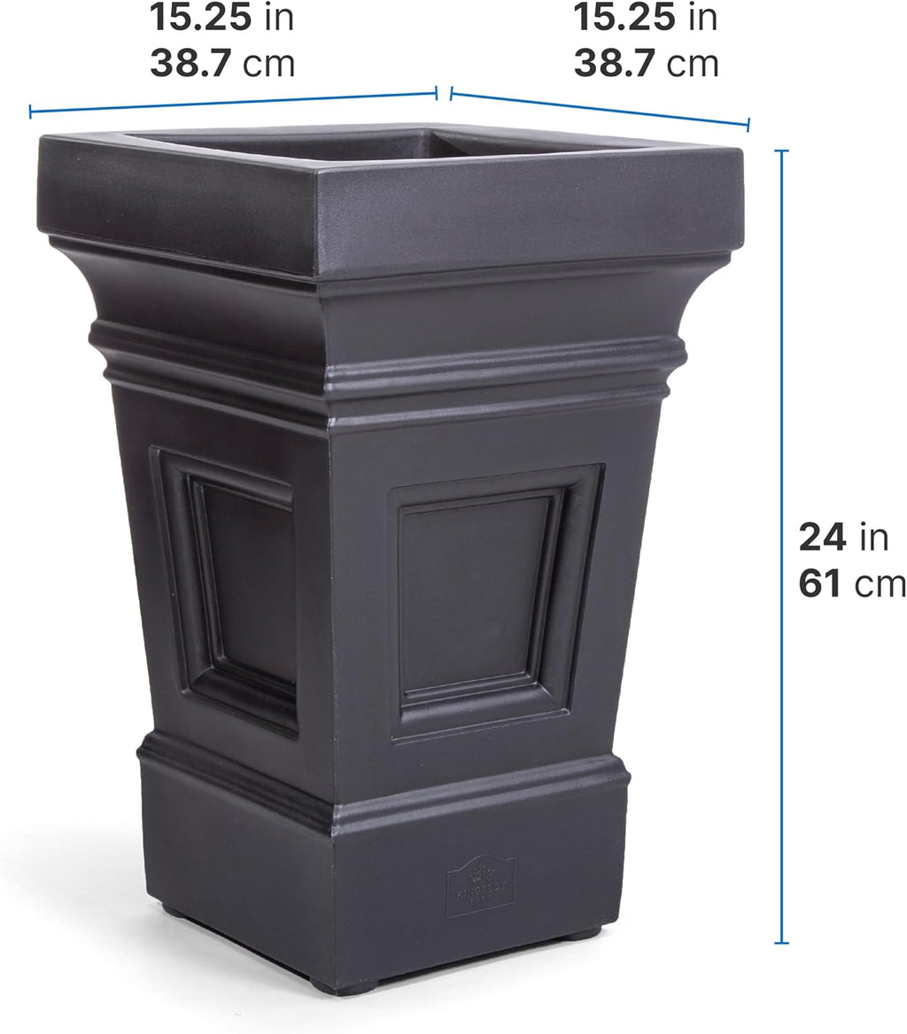 Step2 Atherton Square Planter, Large Planters for Outdoor Plants, Gardening and Flower Pot for Patio or Porch