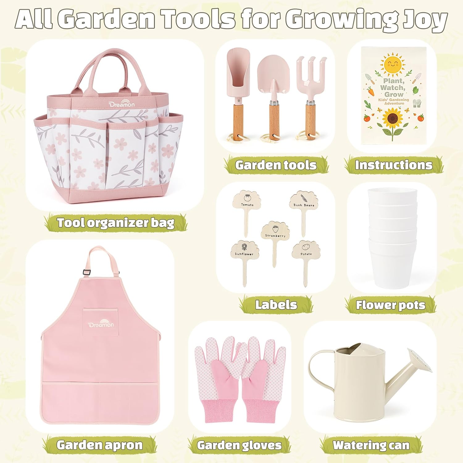 Kids Gardening Set, Quality Garden Tool Kit for Toddler, Outdoor Toys Gift | Gardening Set with Tote Bag, Apron