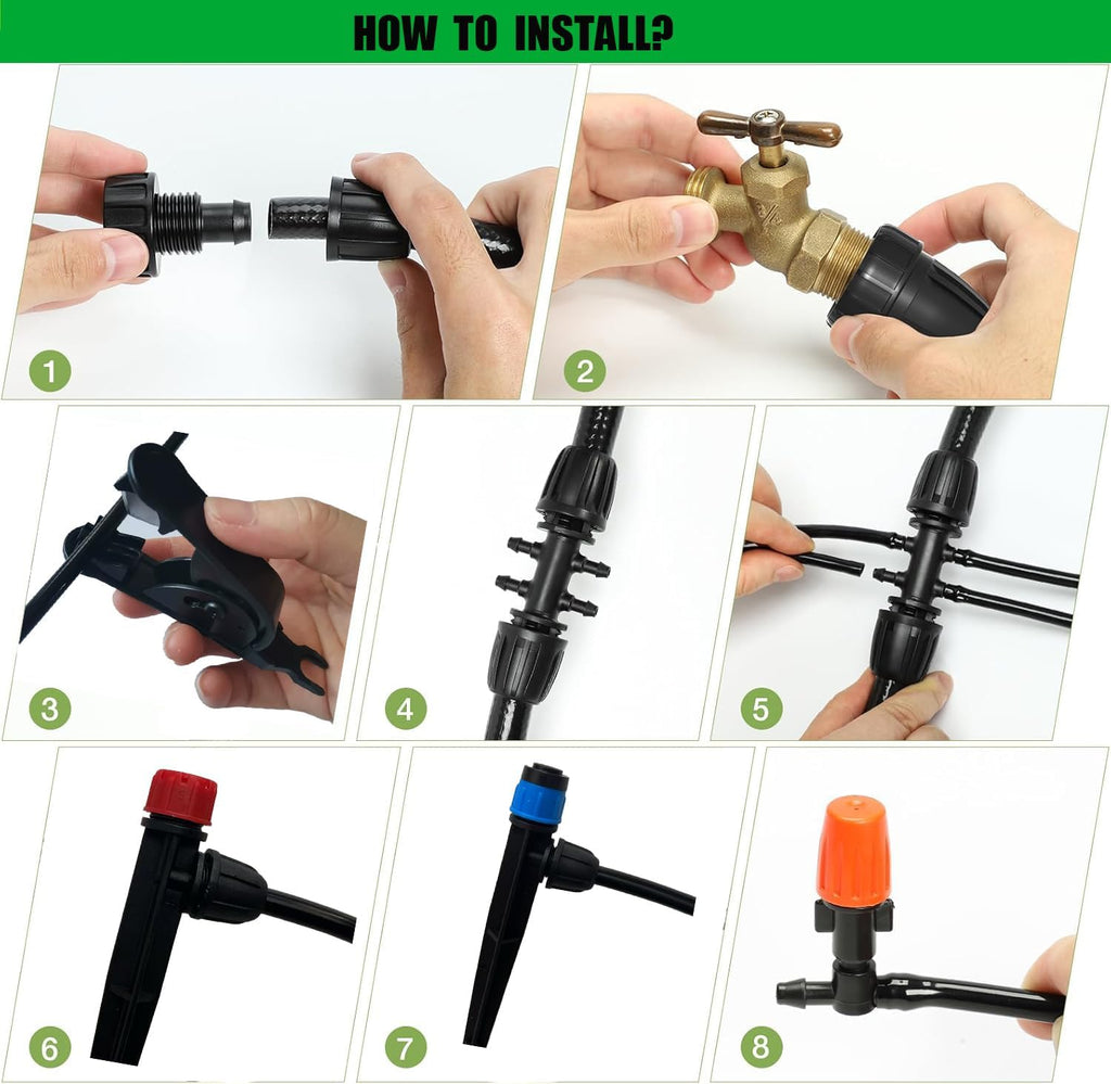 Upgraded Drip Irrigation System, 233FT Automatic Irrigation System, Watering Misting System for