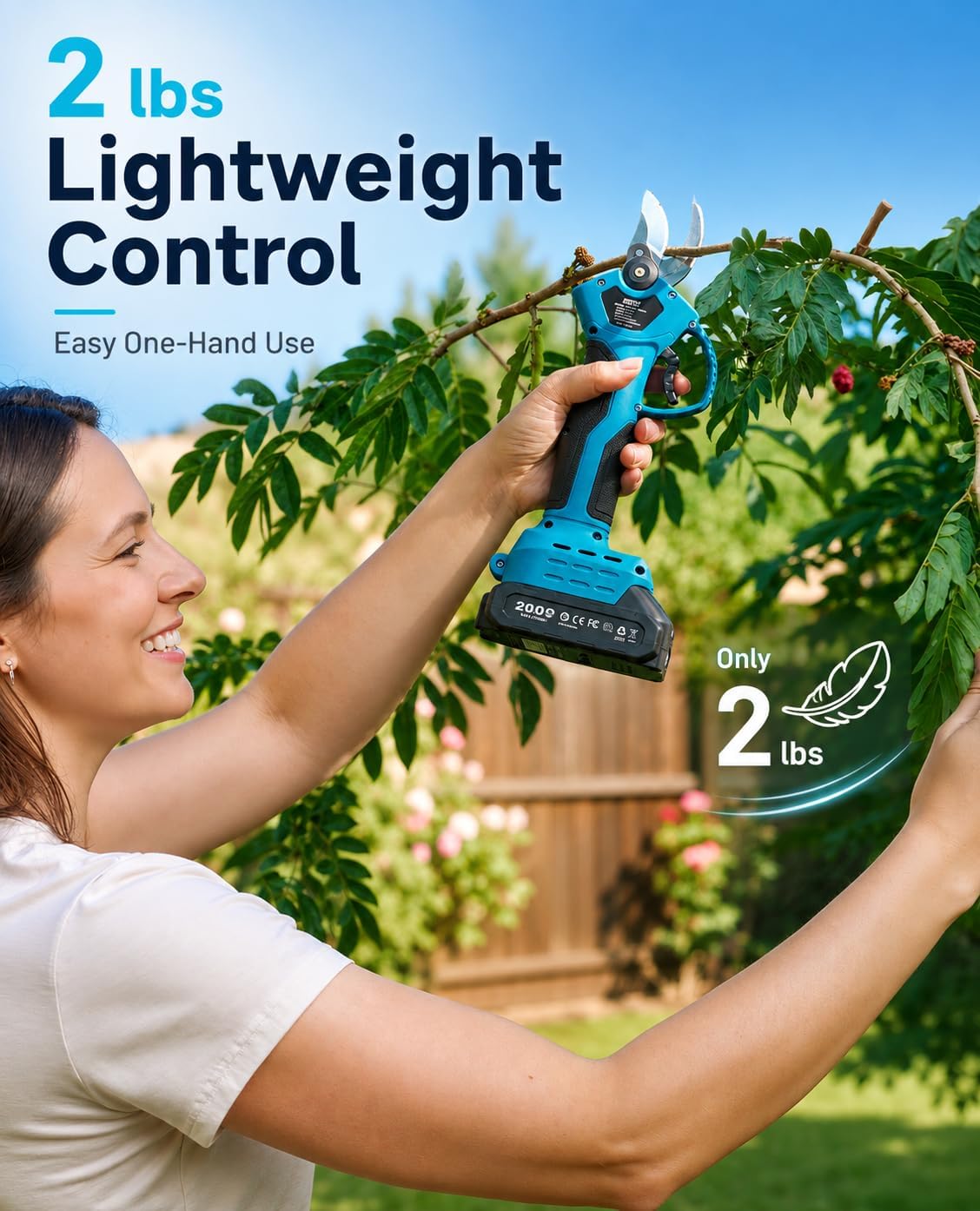 SEESII Electric Pruning Shears, 1.4" Cutting Cordless Pruner for Gardening | 2×2000mAh Batteries, Brushless Motor