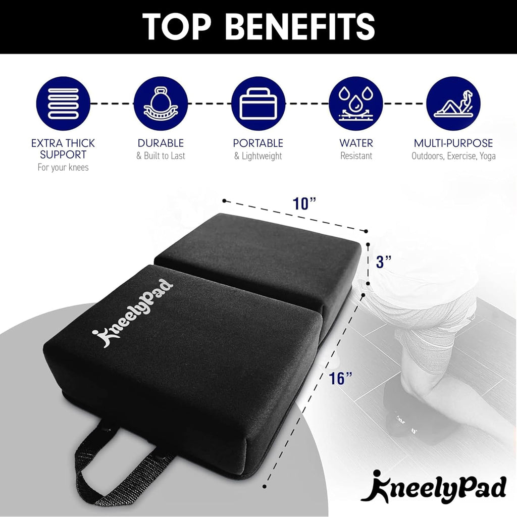 KneelyPad by Kneely | Kneeling Pad for Gardening, Exercise, Cleaning, & Mechanic Work | Extra Thick Memory Foam Knee