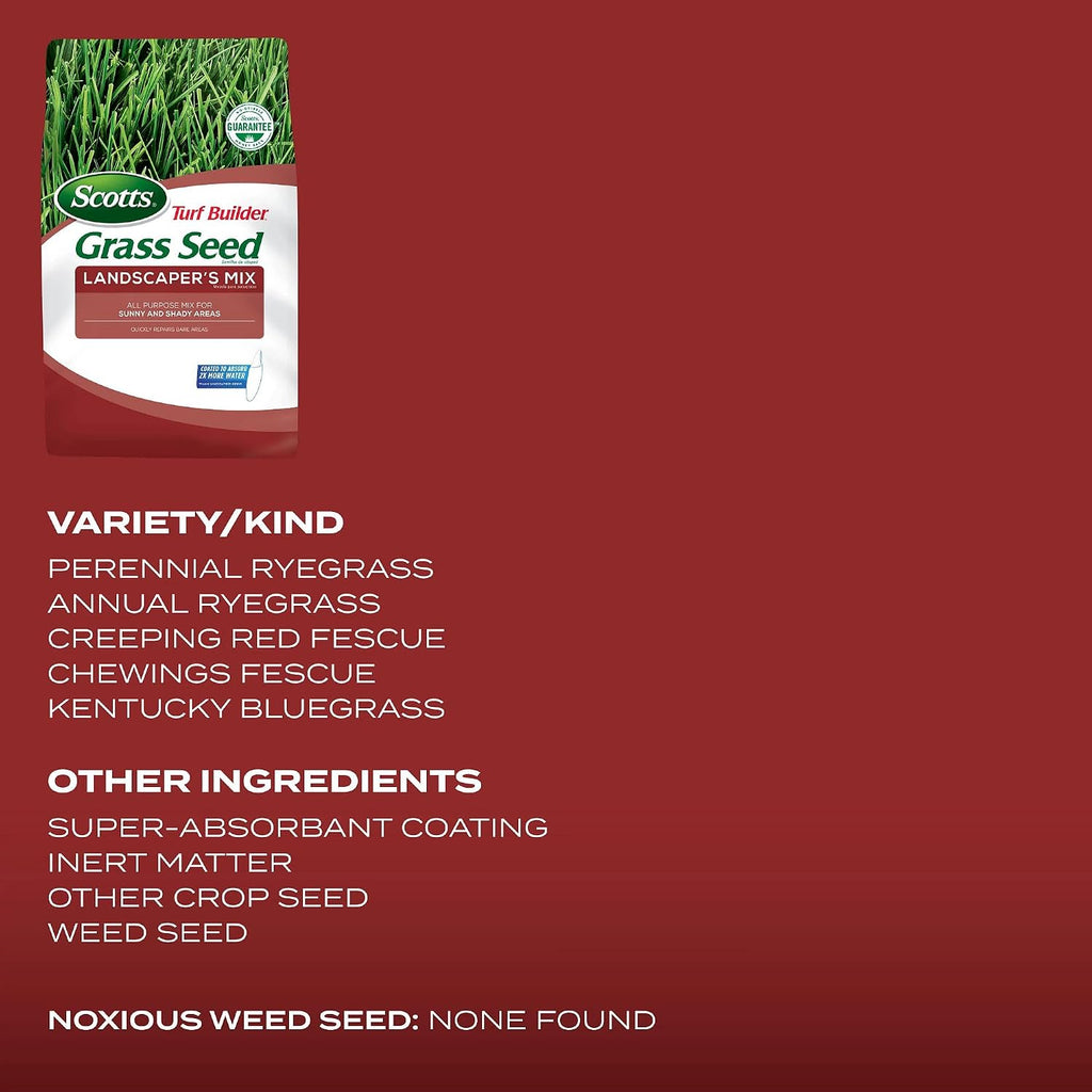 Scotts Turf Builder Grass Seed Landscaper's Mix, 20 lbs. | All Purpose Cool-Season Grass Seed for Northern Lawns
