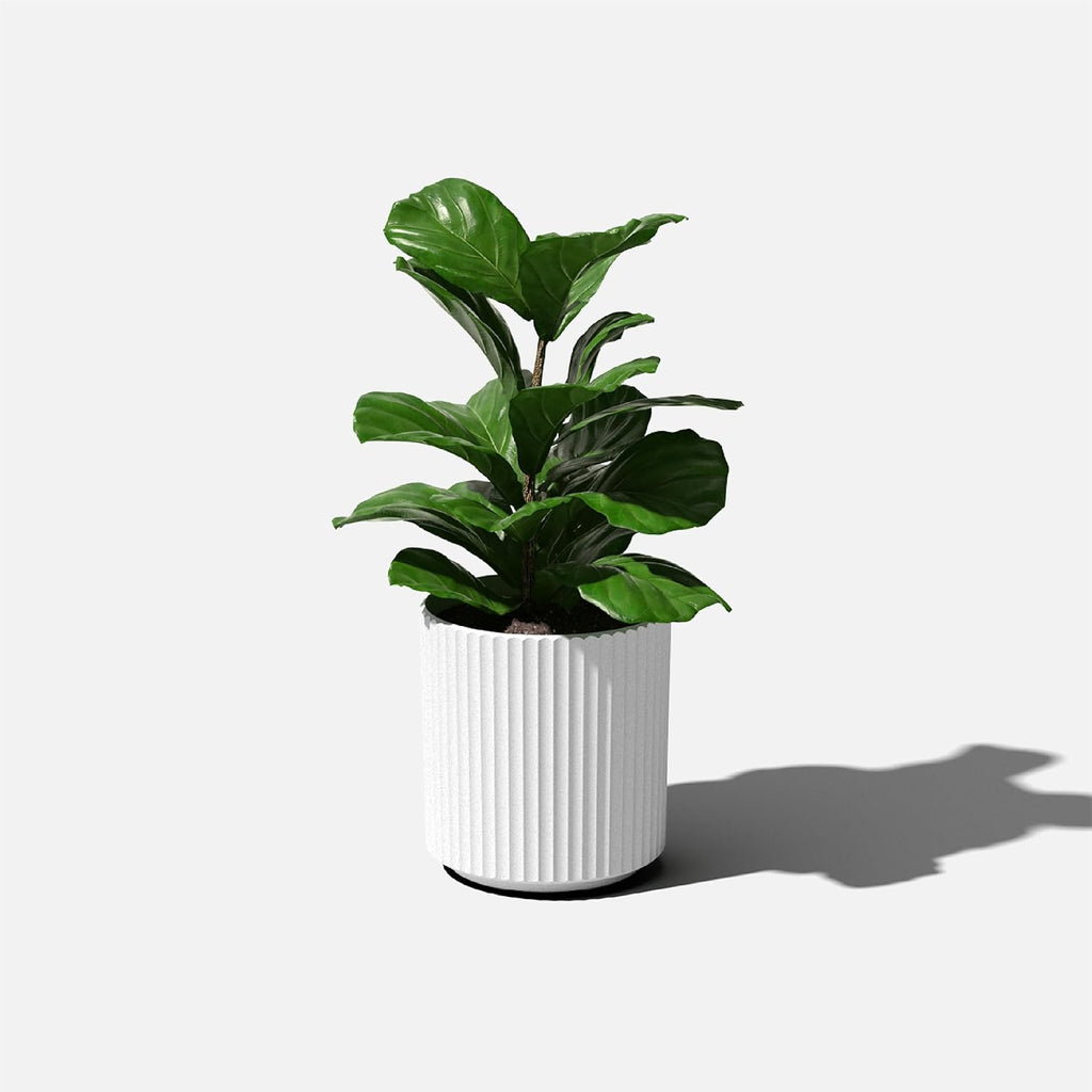 Veradek Demi Series Round Planter for Porch, Patio, Backyard | Durable Plastic-Concrete Material | Modern Décor for