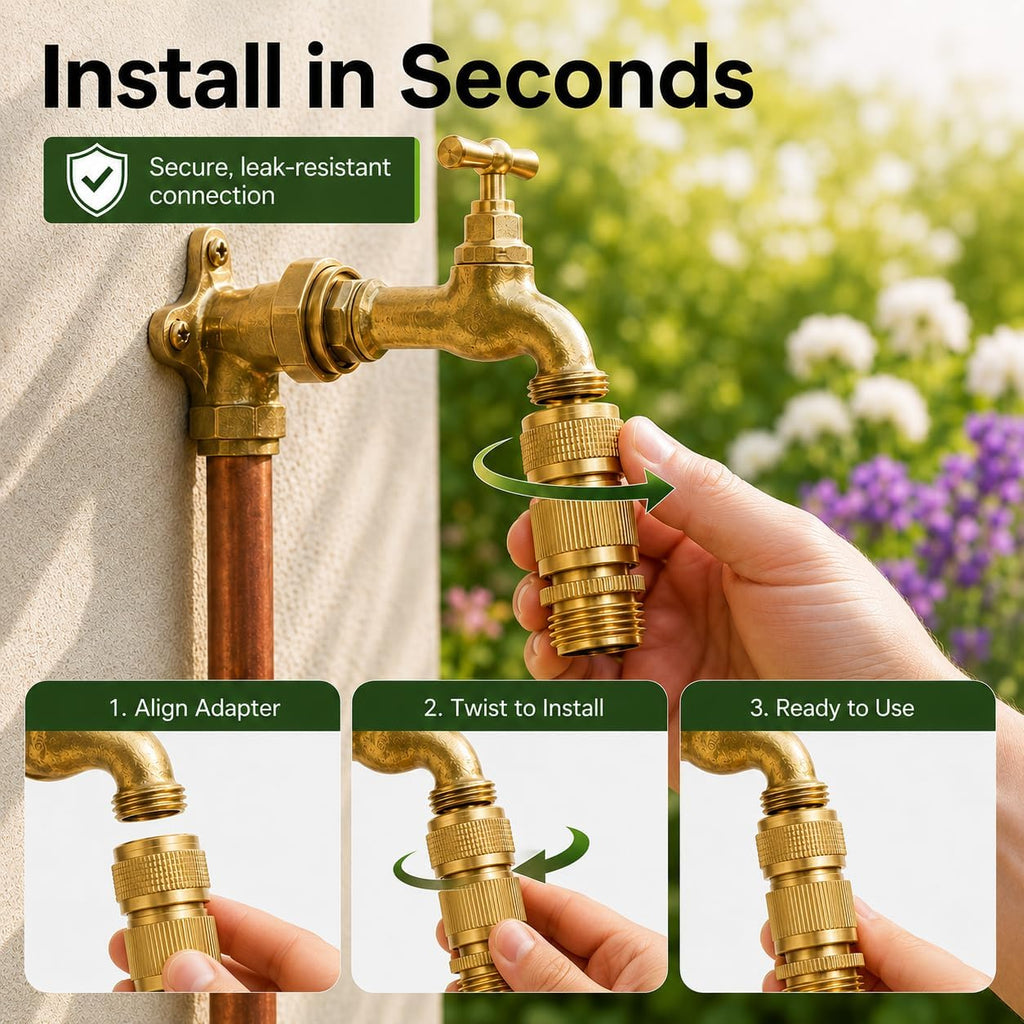 Male Garden Hose Quick Connect Solid Brass Quick Connector Garden Hose Fitting Water Hose Connectors 3/4 inch GHT (4