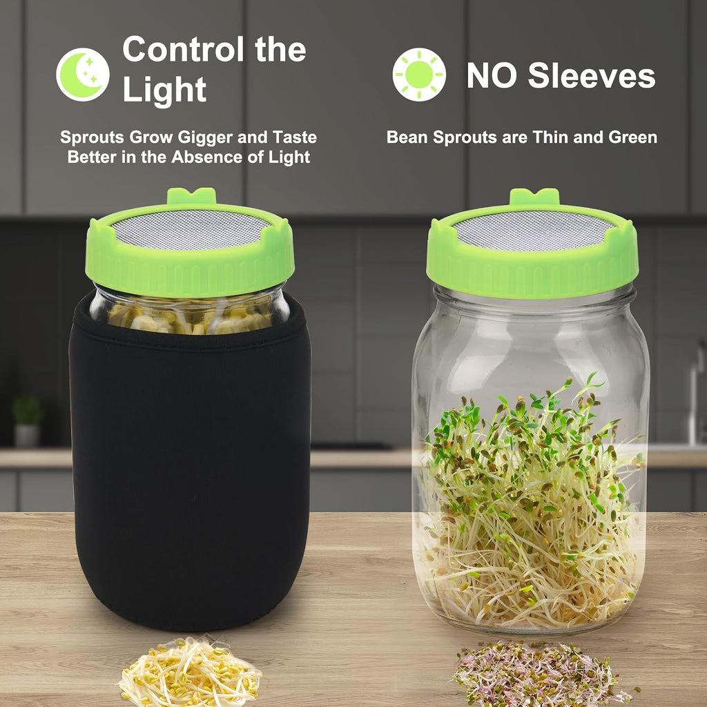  [Large Size] 68oz Sprouting Kit, 2 Sprouting Jar Kits, Wide Mouth Jars with Stainless Steel Screen Sprout Lid, 2000ml