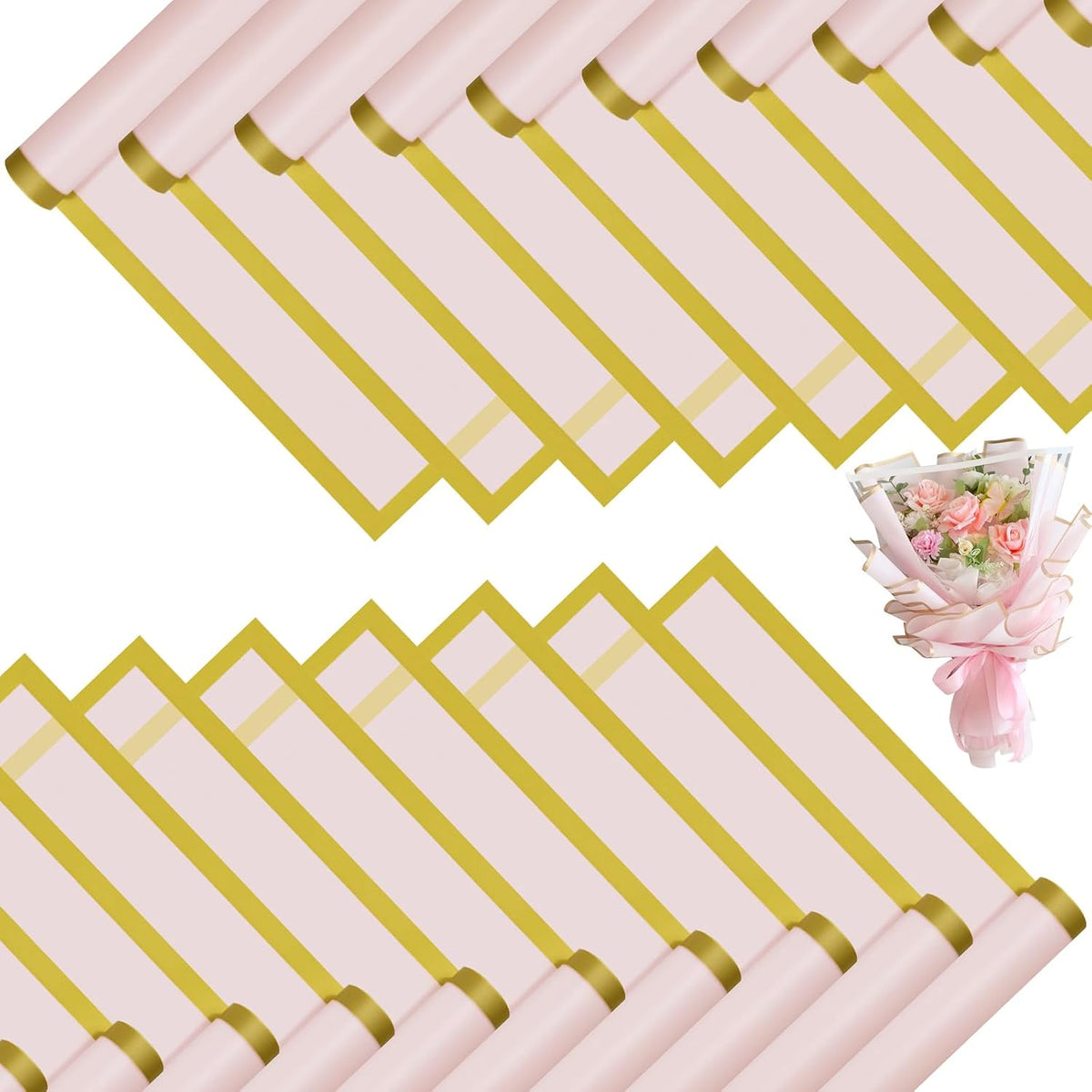 DEWJDFSC 20 Sheets Flower Bouquet Wrapping Paper Floral Korean Pink-2