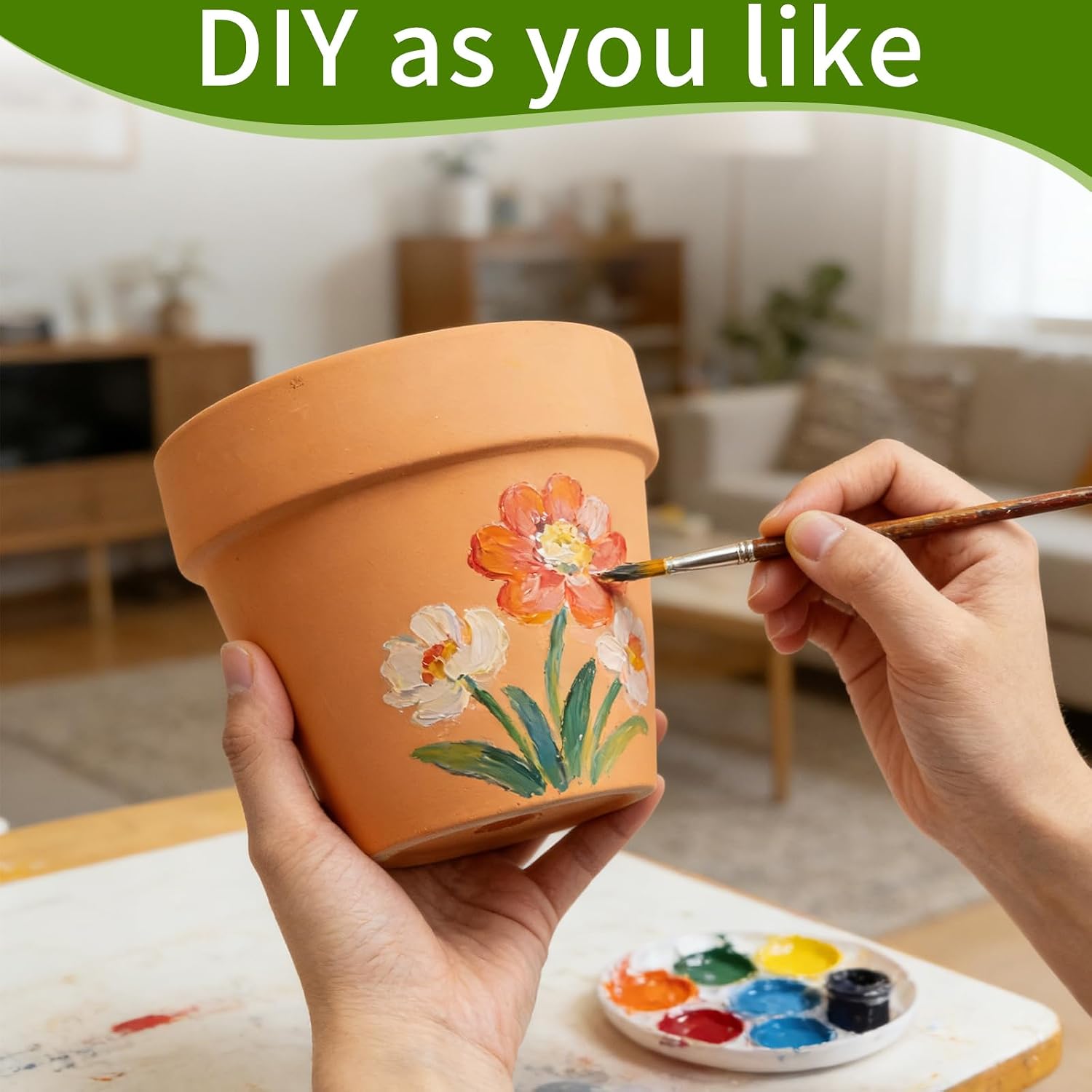 6 Pack 6 Inch Terracotta & Clay Pots with Saucer for Plants, Breathable Clay Planters Flowerpot Terra Cotta Flowerpot