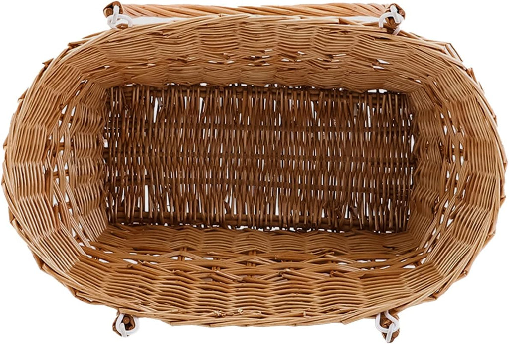 Woven Wicker Picnic Basket with Collapsible Handles for Picnic Shopping | Woven Wicker Picnic Basket for Shopping