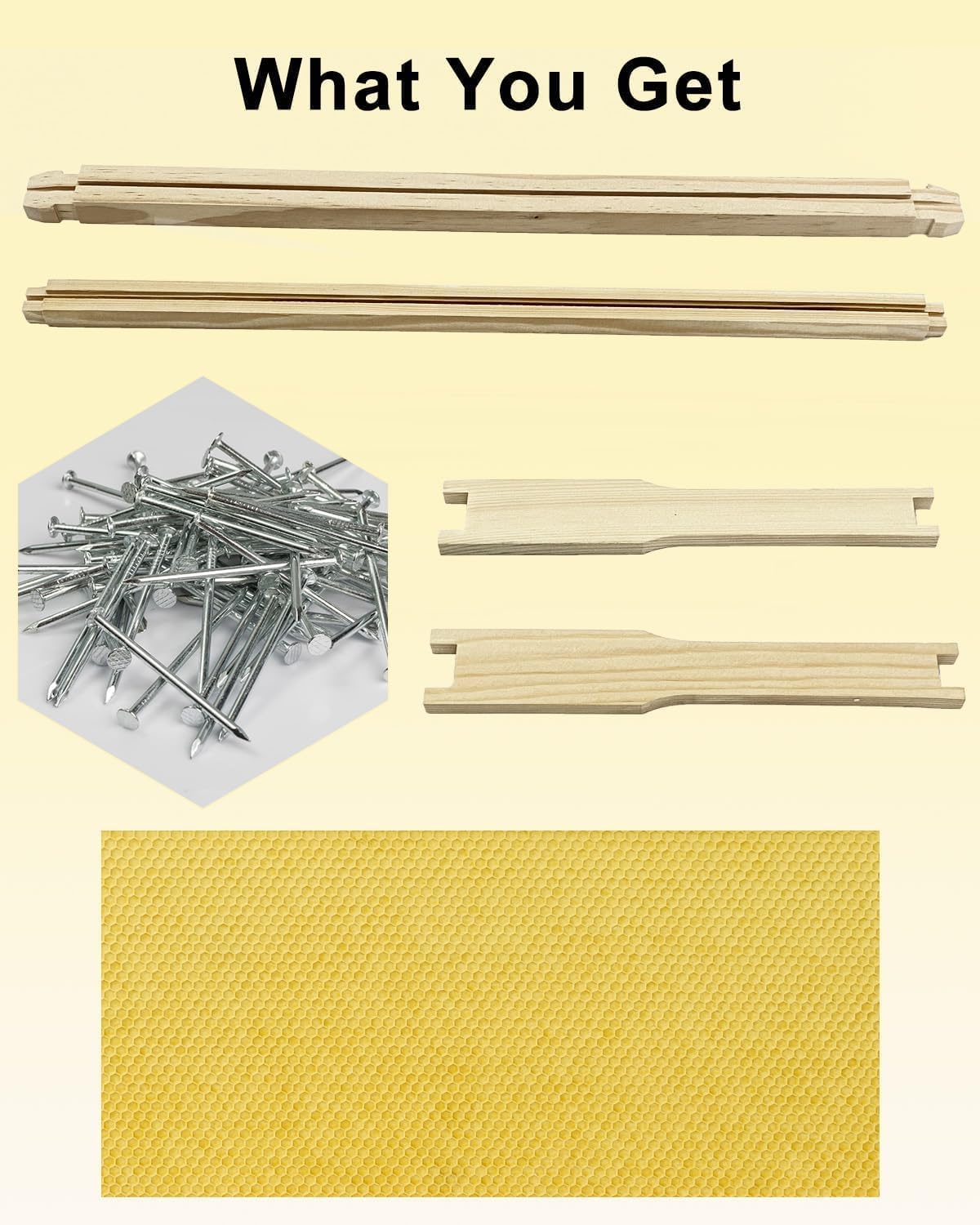 10 Pack Bee Frames Deep - Bee Hive Frames and Wax Foundations Yellow Beehive Frams