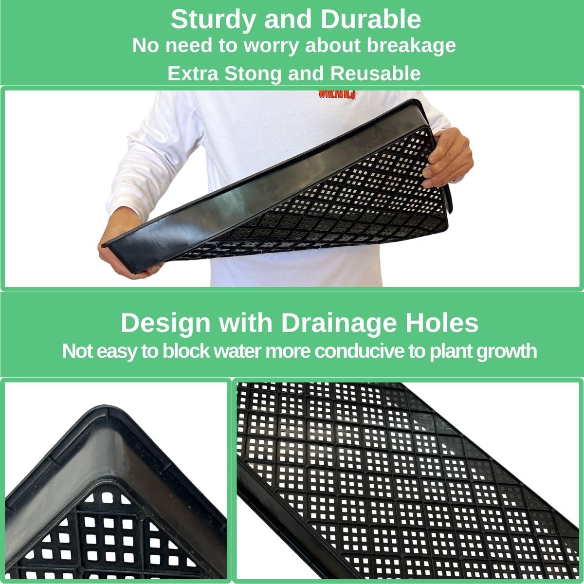 1020 Mesh Tray Soil Blocking Tray 1020 Trays Seedling Starter Trays 5 Pack Black 10x21 Inches for Microgreens Hydroponic
