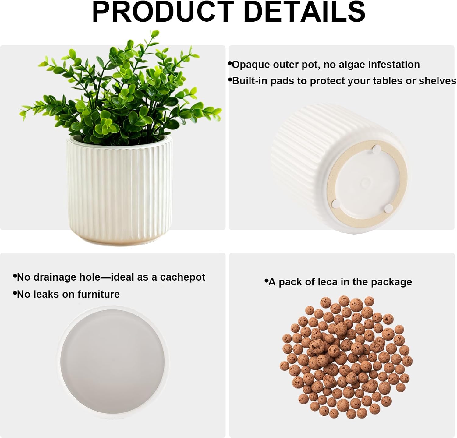 Orchid Pot,Ceramic Plant Pot with Clear Pot,5 inch,White,2pack | self watering,Dual-Pot System,Root Visibility,Flexible