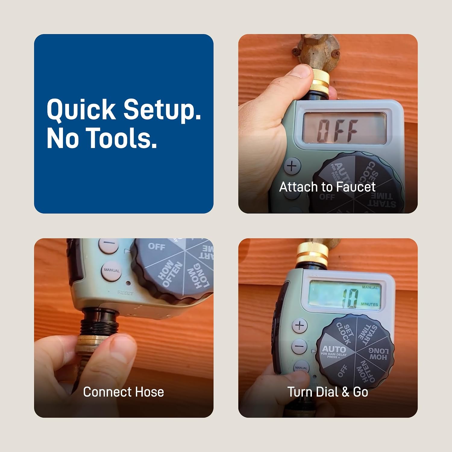 Orbit One Outlet Single-Dial Hose Faucet Timer - Easy Programmable - For Garden Watering System - LCD Hose Timer with
