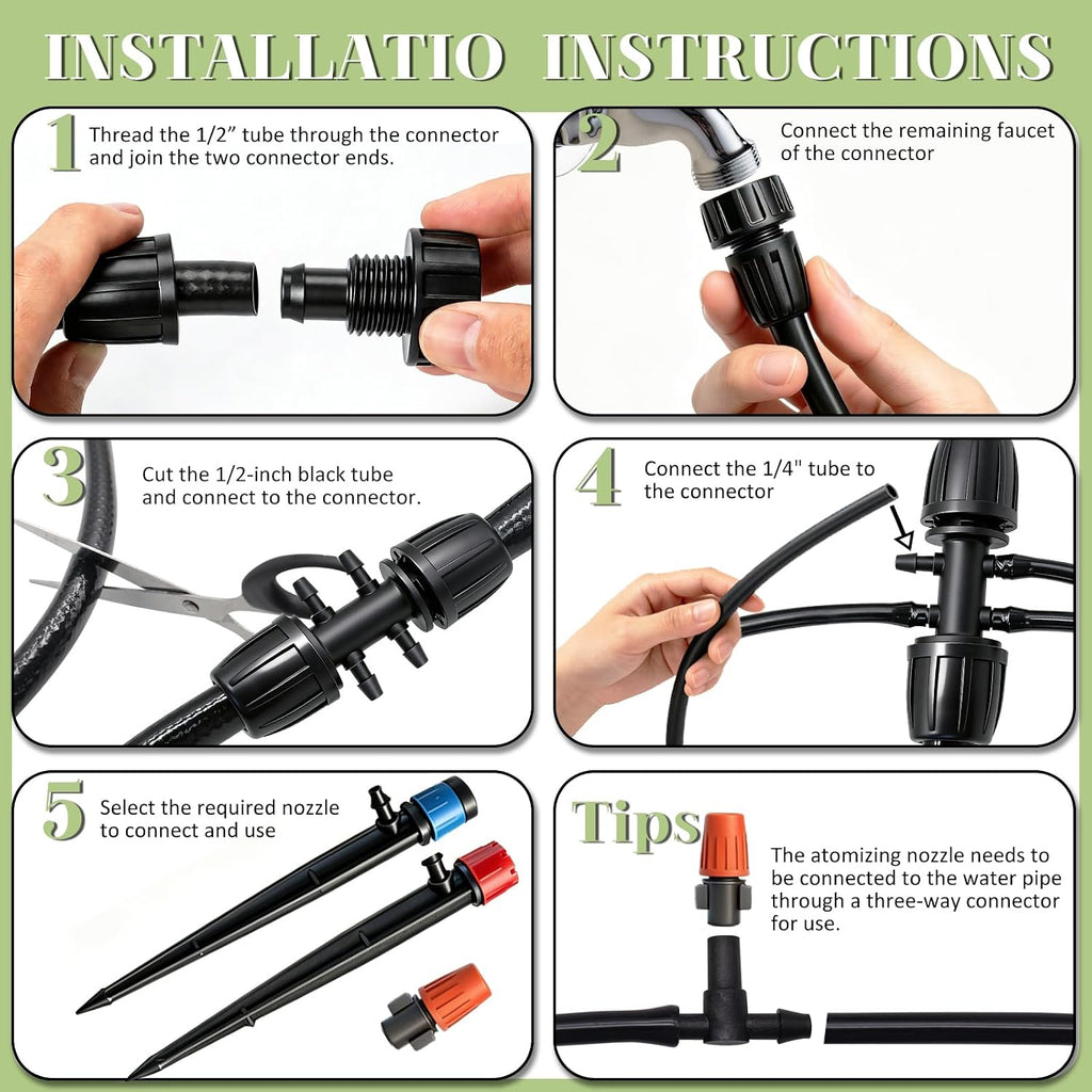 Dianrui 240FT Drip Irrigation System, Automatic Drip Irrigation Kit for Greenhouse/Yard/Lawn/Plant/with 1/2 inch Hose