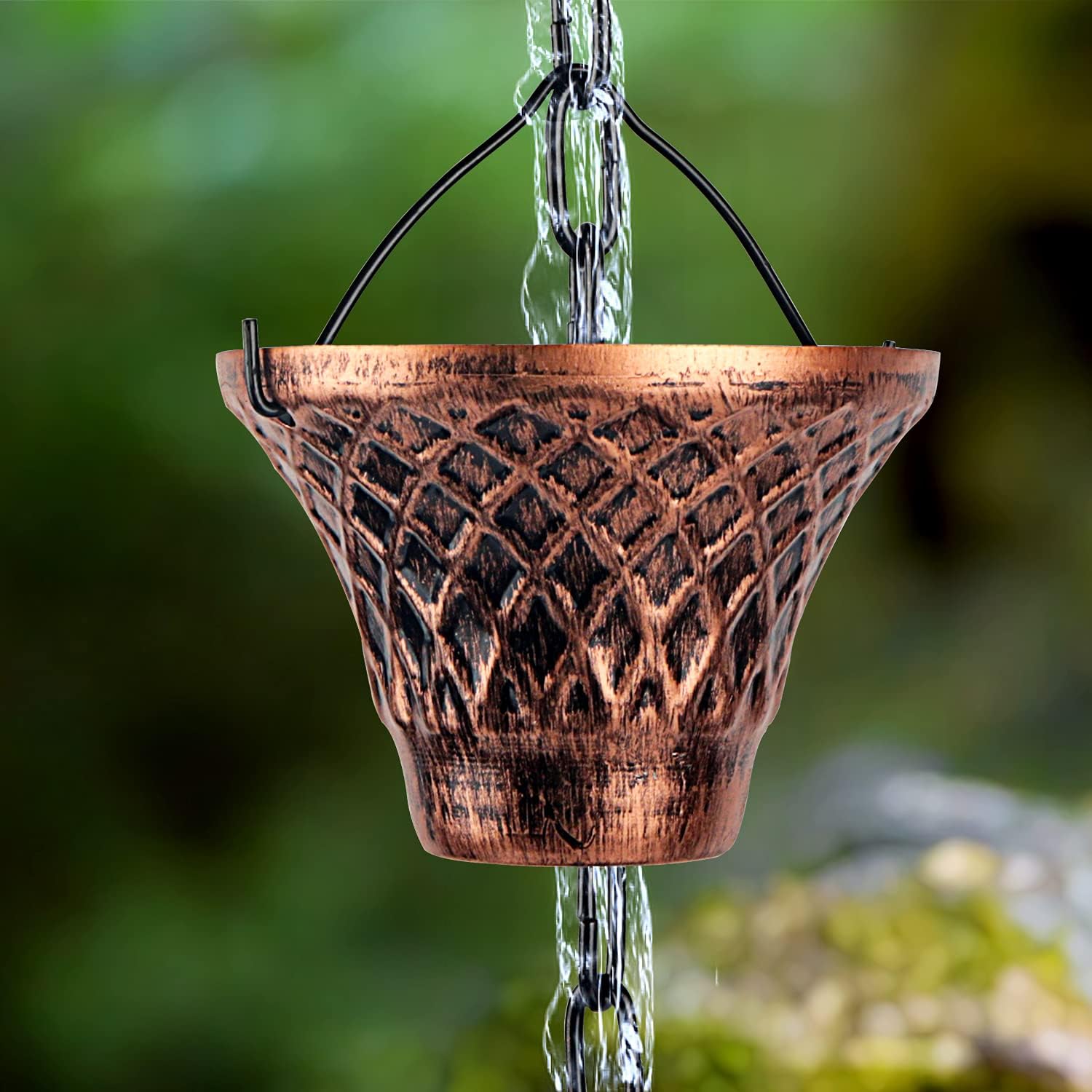 Rain Chains for Gutters Outside Copper Rain Chain 8.5FT 12 Cups | Rain Catcher Chain for Heavy Rain,Rust