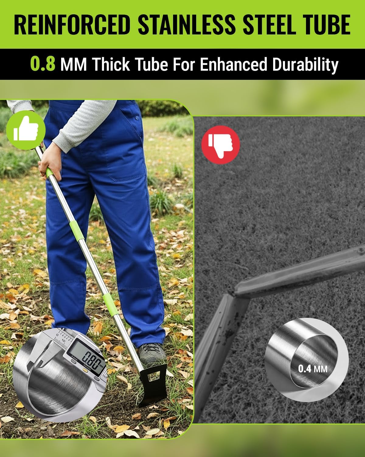 WORKPRO Weed Puller Tool with Long Handle, 2-in-1 Garden Hoe & Weed Rake | 29"-56" Adjustable Manual Weeding Tool