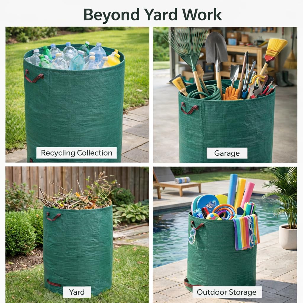 Gardzen 3 Pack 72 Gallon Garden Waste Bags Reusable Heavy Duty | Gardening Bags for Lawn, Pool and Yard Cleanup