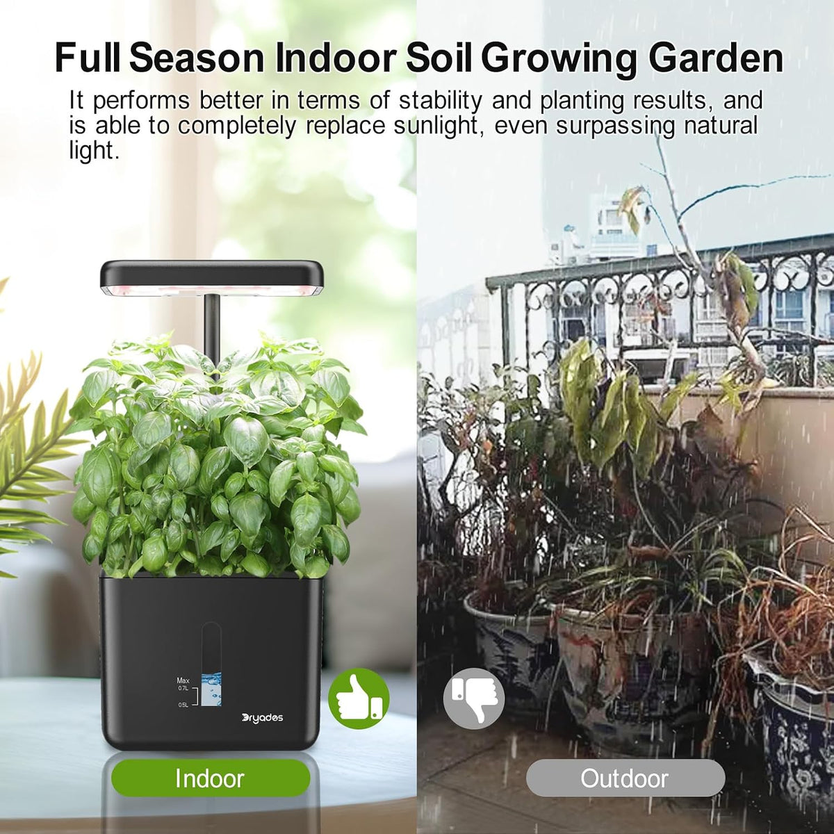 Indoor Garden Growing Systems Self-Watering Plant Pot Smart Gardening System with 17 Watts LED Grow Light Auto Timer