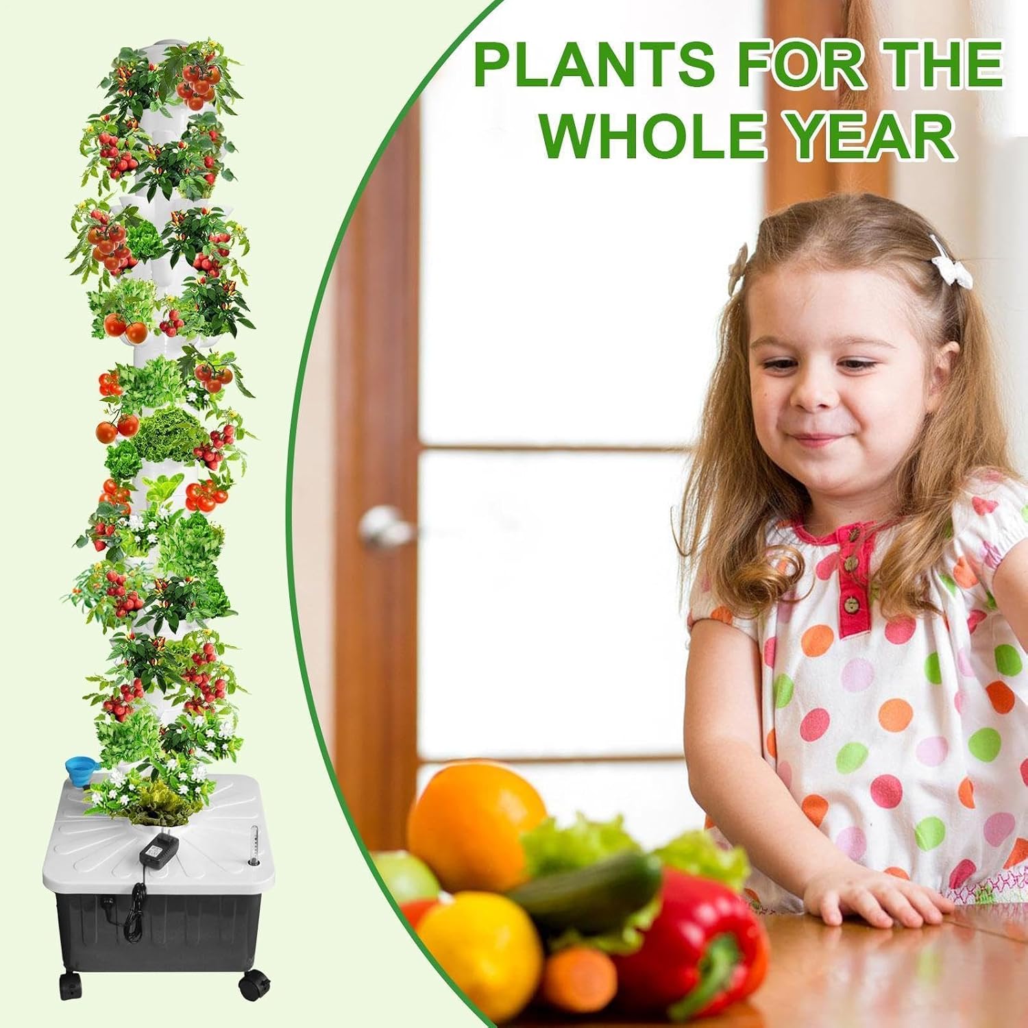 14 Layer Hydroponic Tower 70 Slot Vertical Garden Grow Kit | 14-Layer hydroponic tower 70-slot vertical garden kit with