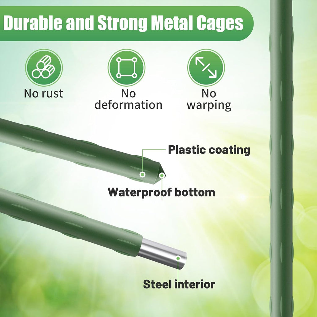 2 Sets Sturdy Tomato Cage with 10 Gal Grow Bags - 48.5" Plants Garden Trellis Planter Kit, Support for Indoor Outdoor