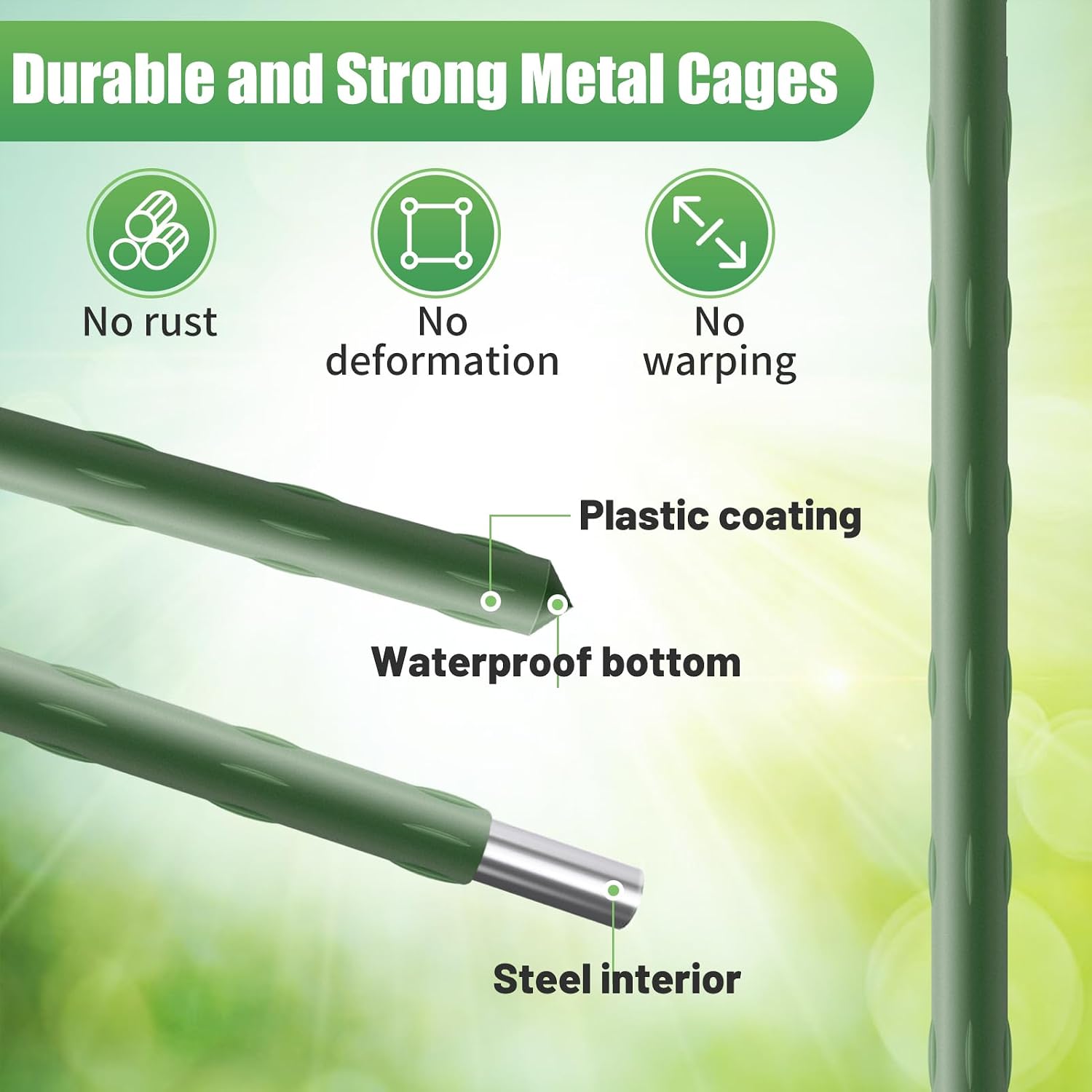 2 Sets Sturdy Tomato Cage with 10 Gal Grow Bags - 48.5" Plants Garden Trellis Planter Kit, Support for Indoor Outdoor
