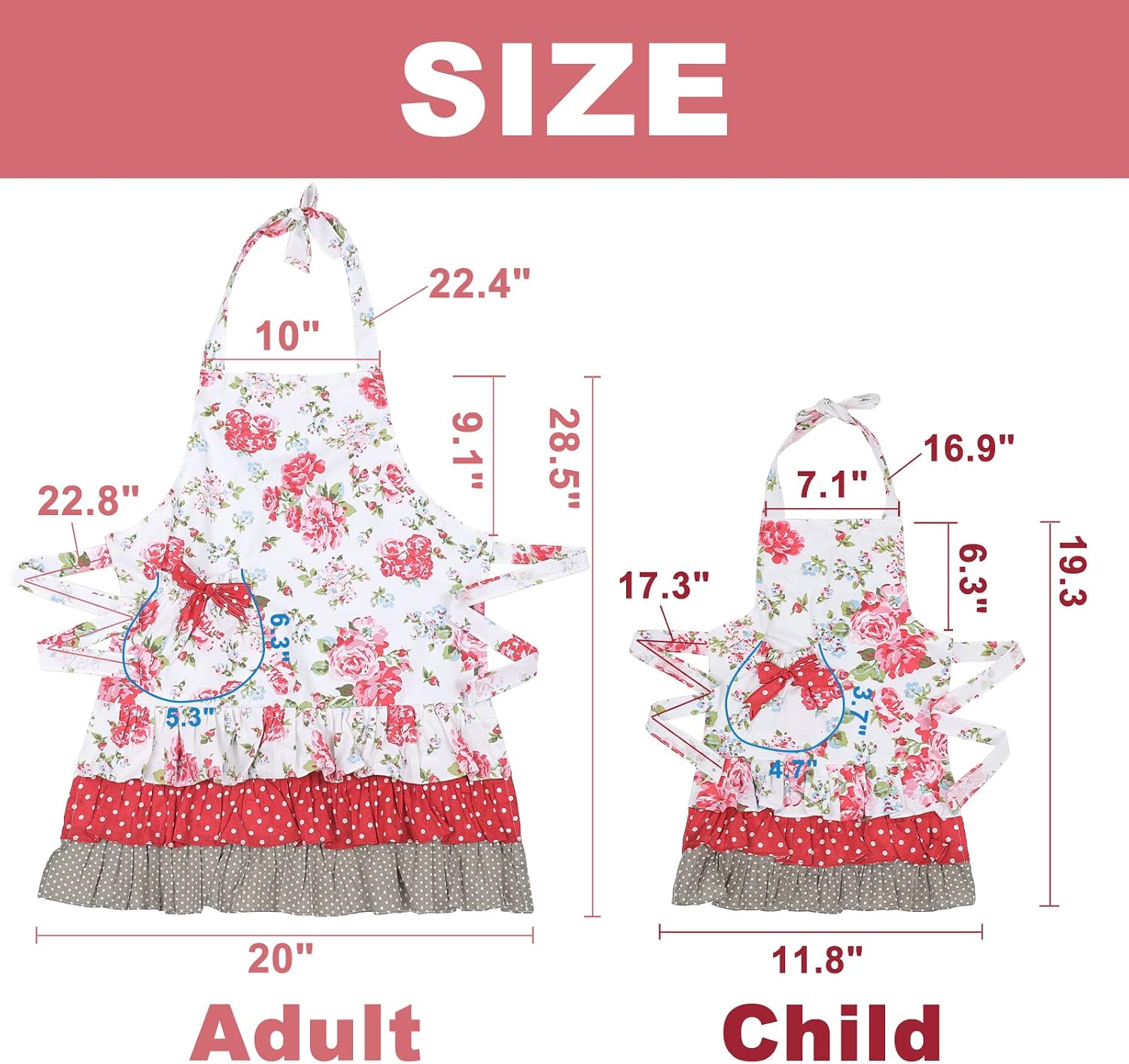 Surblue Kitchen Aprons for Women,Heavy Duty Aprons for Cooking, Baking, BBQ and Gardening