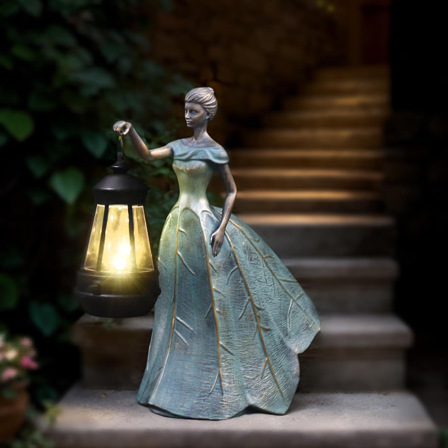 Sheaifun Fairy Garden Statue Solar Garden Decor Resin Fairy Statue with Lights Angel Fairy Decor Outdoor Yard Statues
