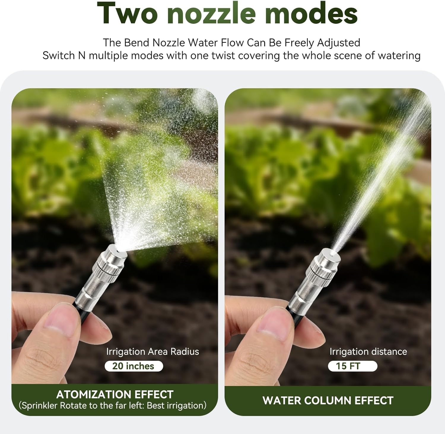 100-FT1/2-inch Tubing High-Flow Adjustable Irrigation System for the Garden | with 60 Nozzles, Dual-Side Watering Kit