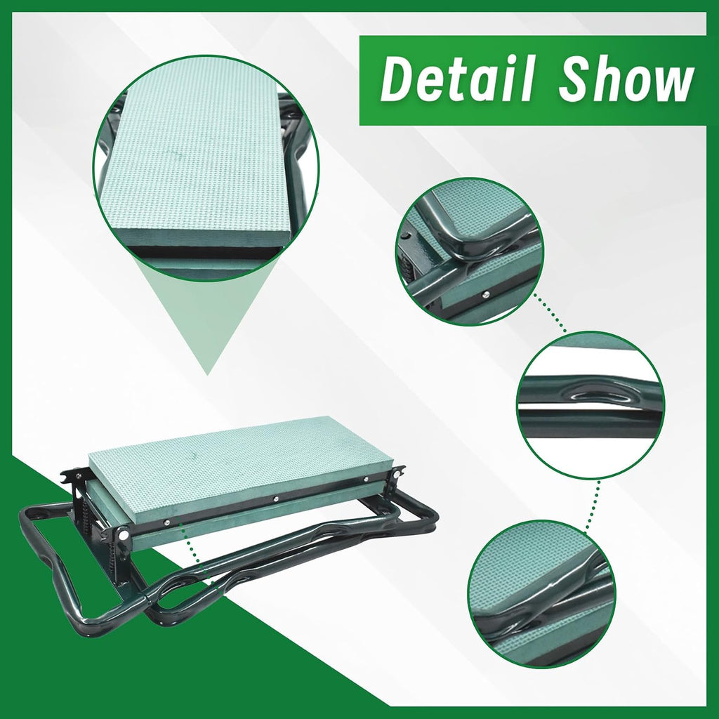 Garden Kneeler Seat Gardening Stool Bench Foldable Portable Knee Stools with Tool Bag Pouch Soft EVA Foam Kneeling Pad