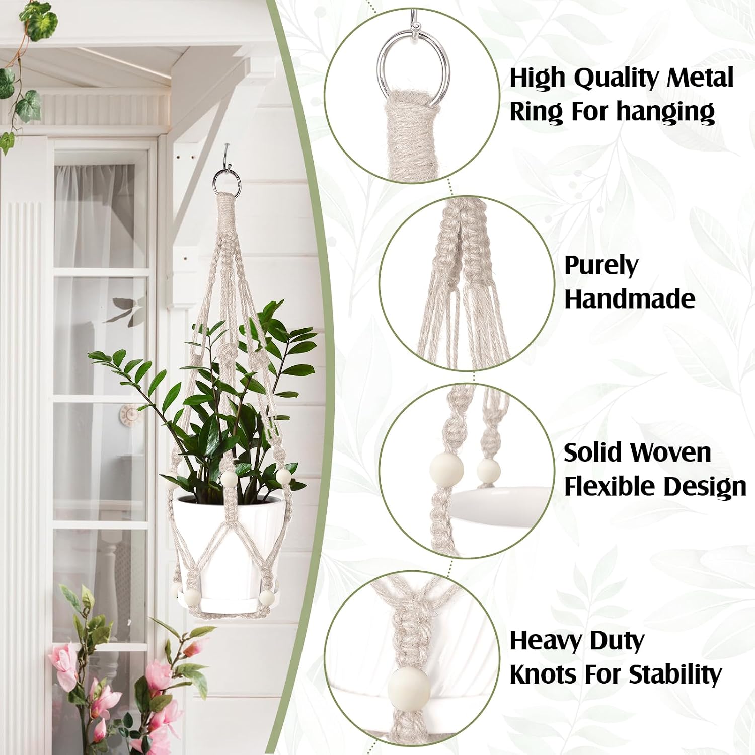 12 Pcs Macrame Plant Hangers Macrame Hanging Planters for Indoor Plants Handmade Boho Hanging Baskets Flower Pots