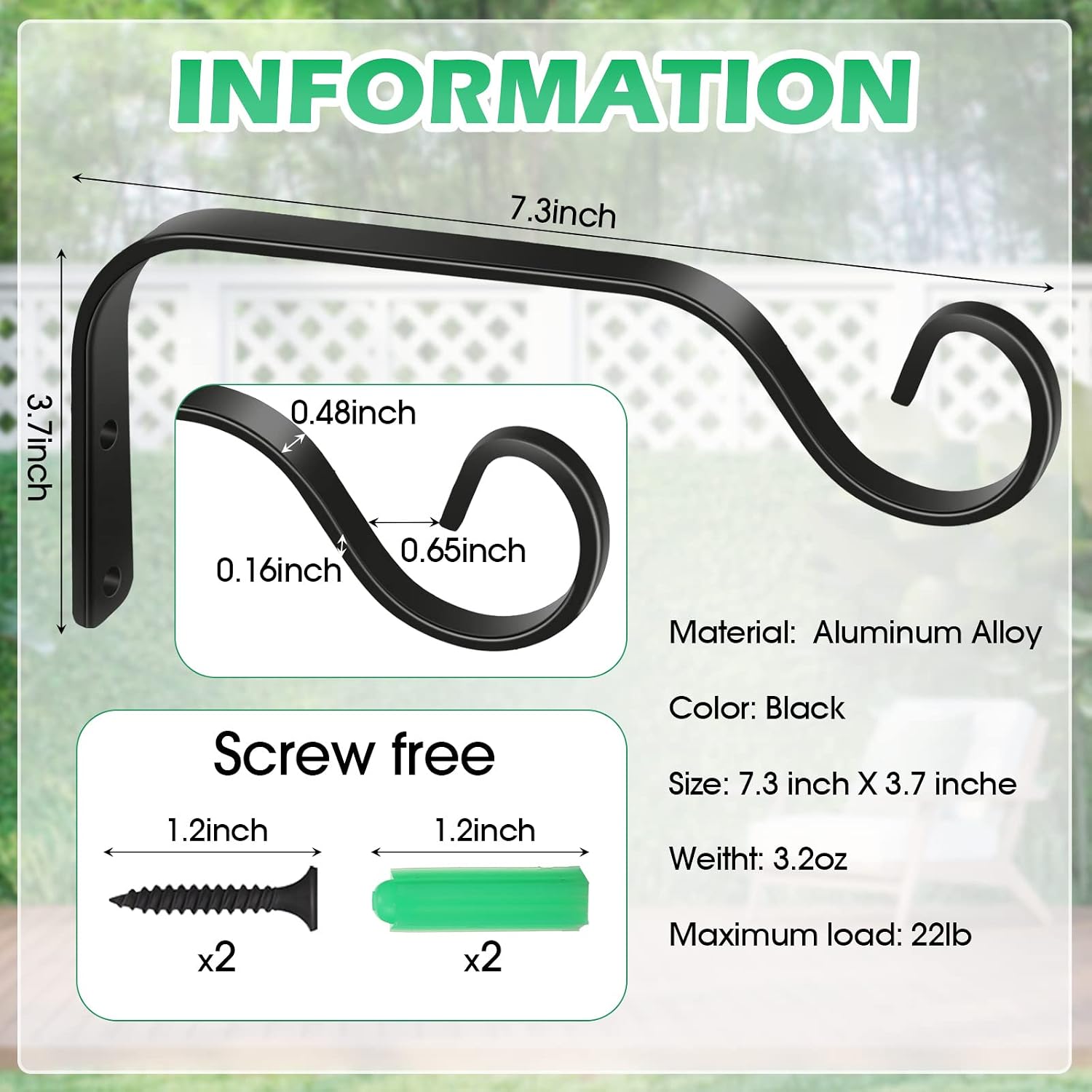 12 Pack Hanging Plant Bracket 7.3 Inches Metal Hook Decorative Straight Hanger for Bird Feeders, Wind Chimes, Flower